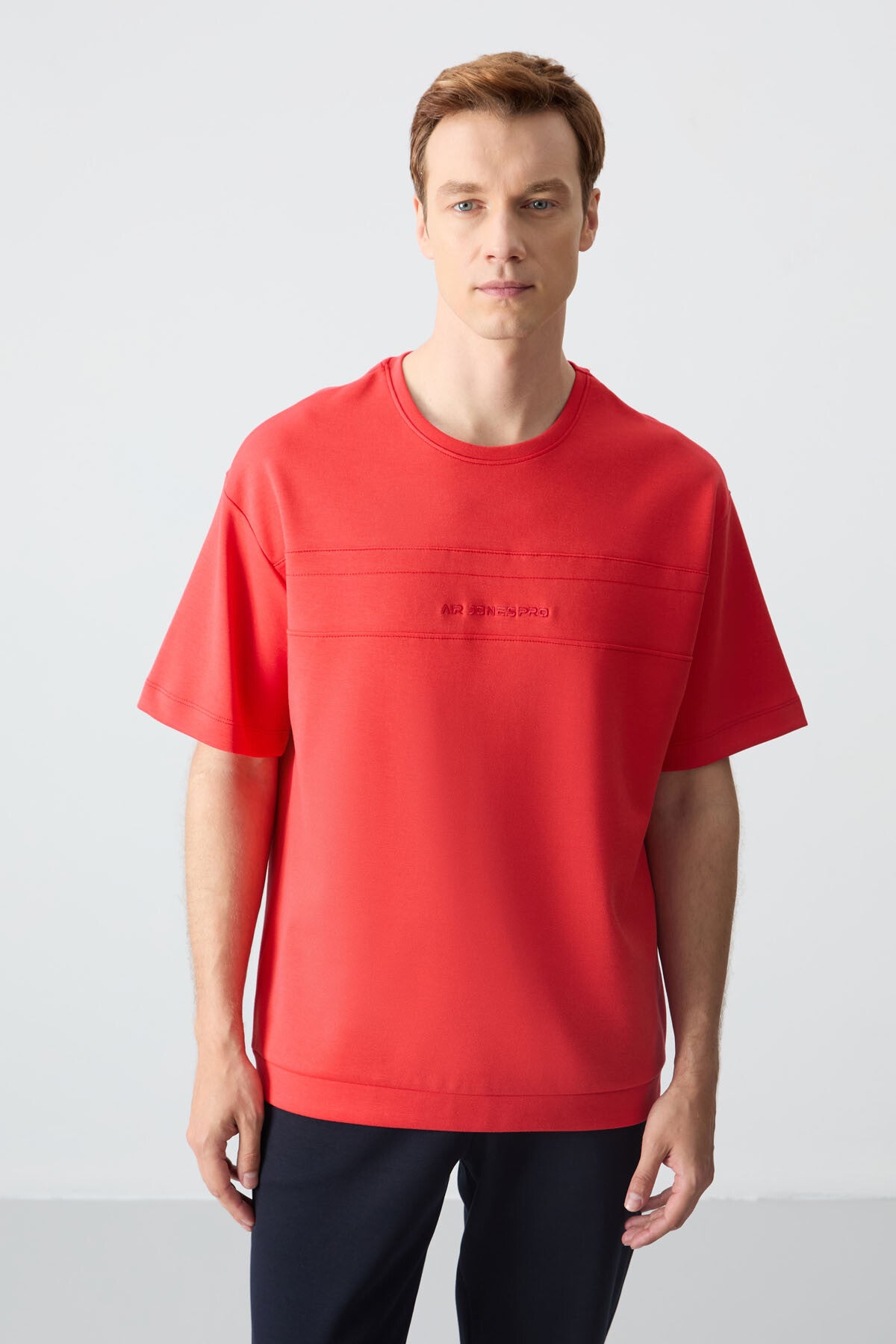 Image of Fiesta Lacivert Pamuklu Kalın Yumuşak Dokulu Oversize Fit Basic Erkek Eşofman Takım - 85261