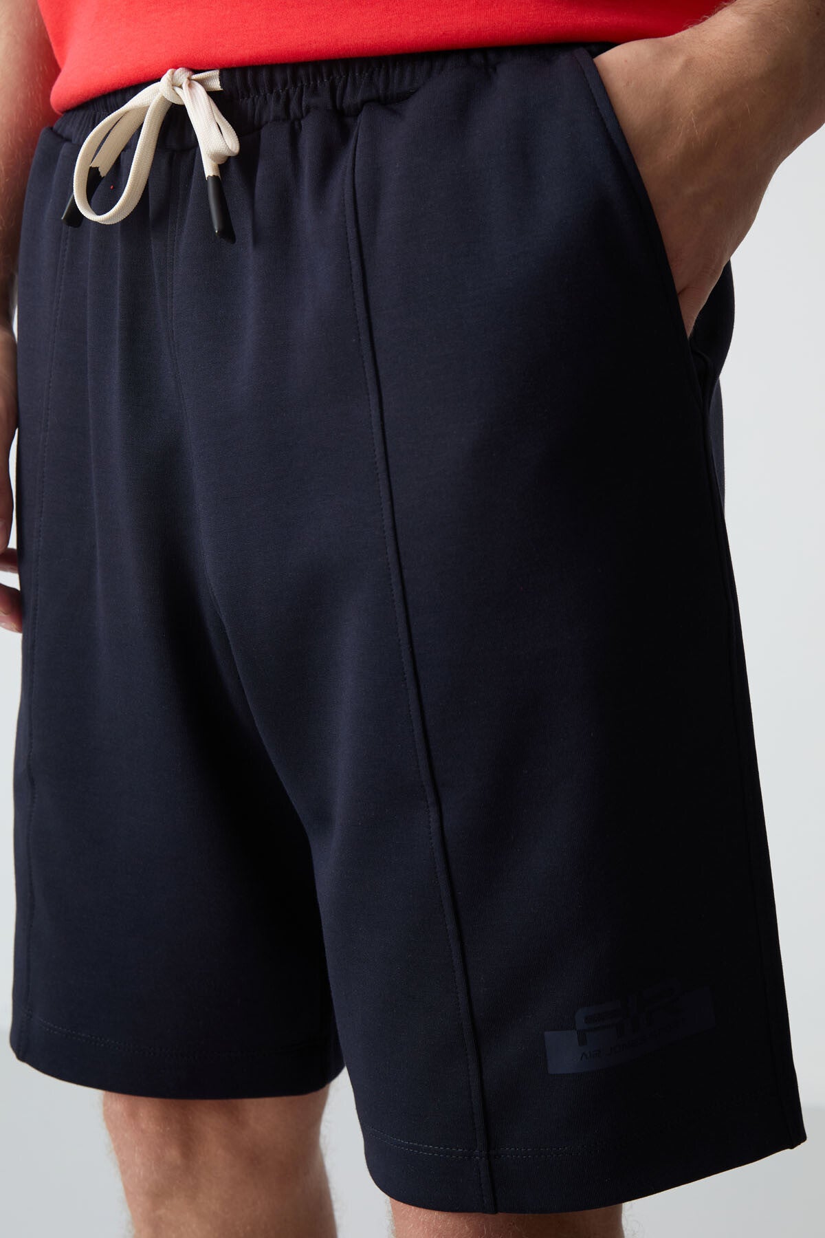Image of Fiesta - Lacivert Pamuklu Kalın Yumuşak Dokulu Oversize Fit Basic Erkek Şort Takım - 85259