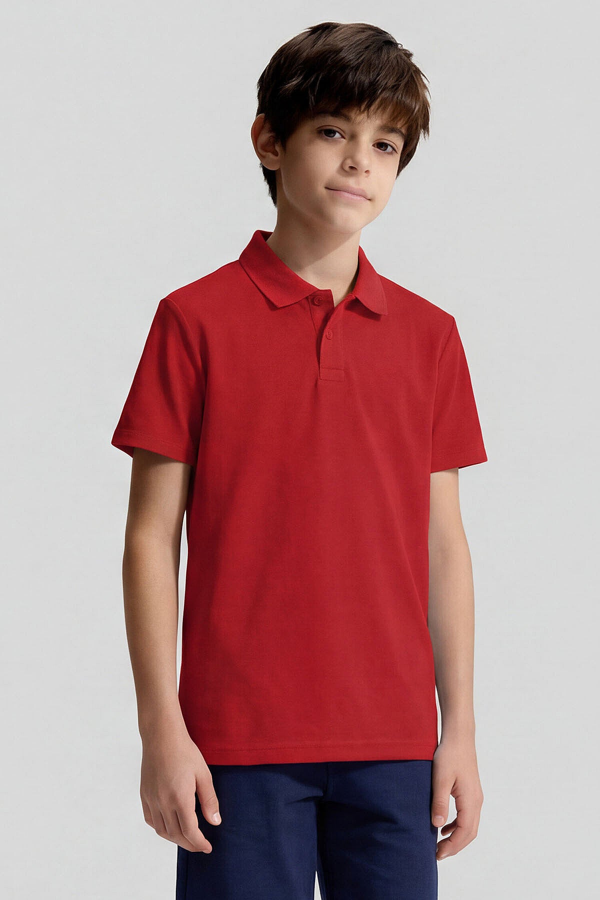 Image of Fiesta Polo Yaka Standart Fit Basic Unisex Çocuk T-Shirt - 11330