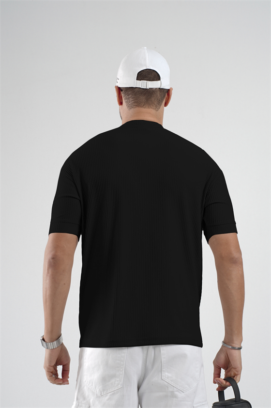 Image of Tricou bărbătesc cu guler rotund flexibil și nervuri, croială oversize, jumătate de mărime