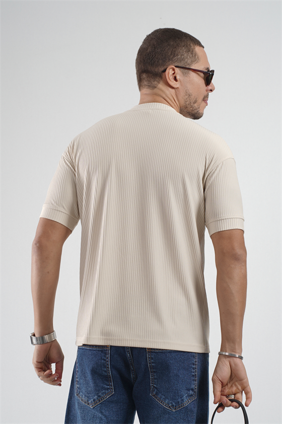 Image of Tricou bărbătesc cu guler rotund flexibil și nervuri, croială oversize, jumătate de mărime