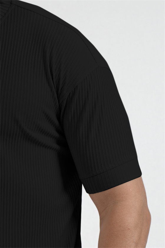Image of Tricou bărbătesc cu guler rotund flexibil și nervuri, croială oversize, jumătate de mărime