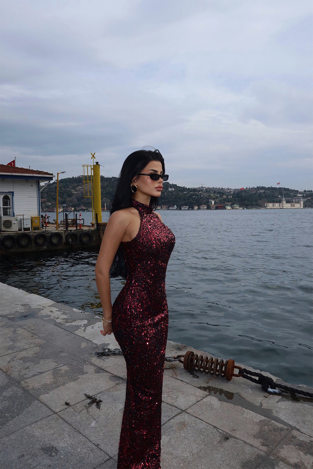 Image of Fuşya Shion Payetli Elbise ATE-2527