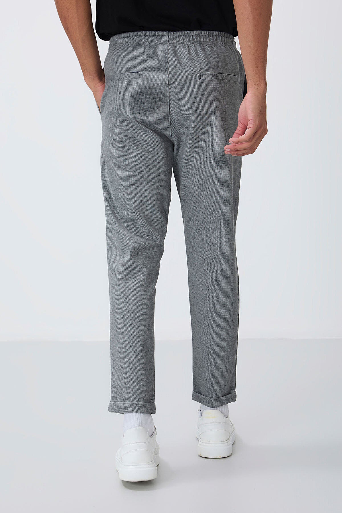 Image of Pantaloni de trening gri melanj texturați, croială standard, pentru bărbați - 82154