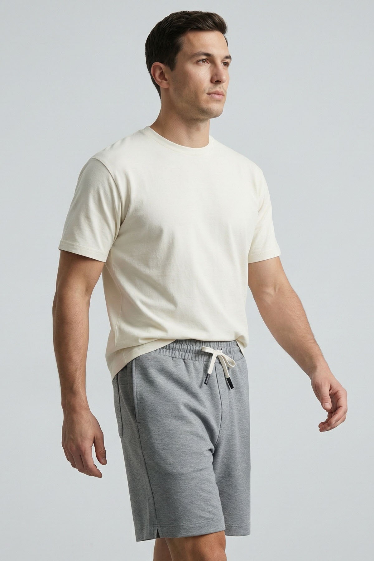Image of Gri Melanj Standart Fit Basic Arka Cepli Erkek Şort - 81314