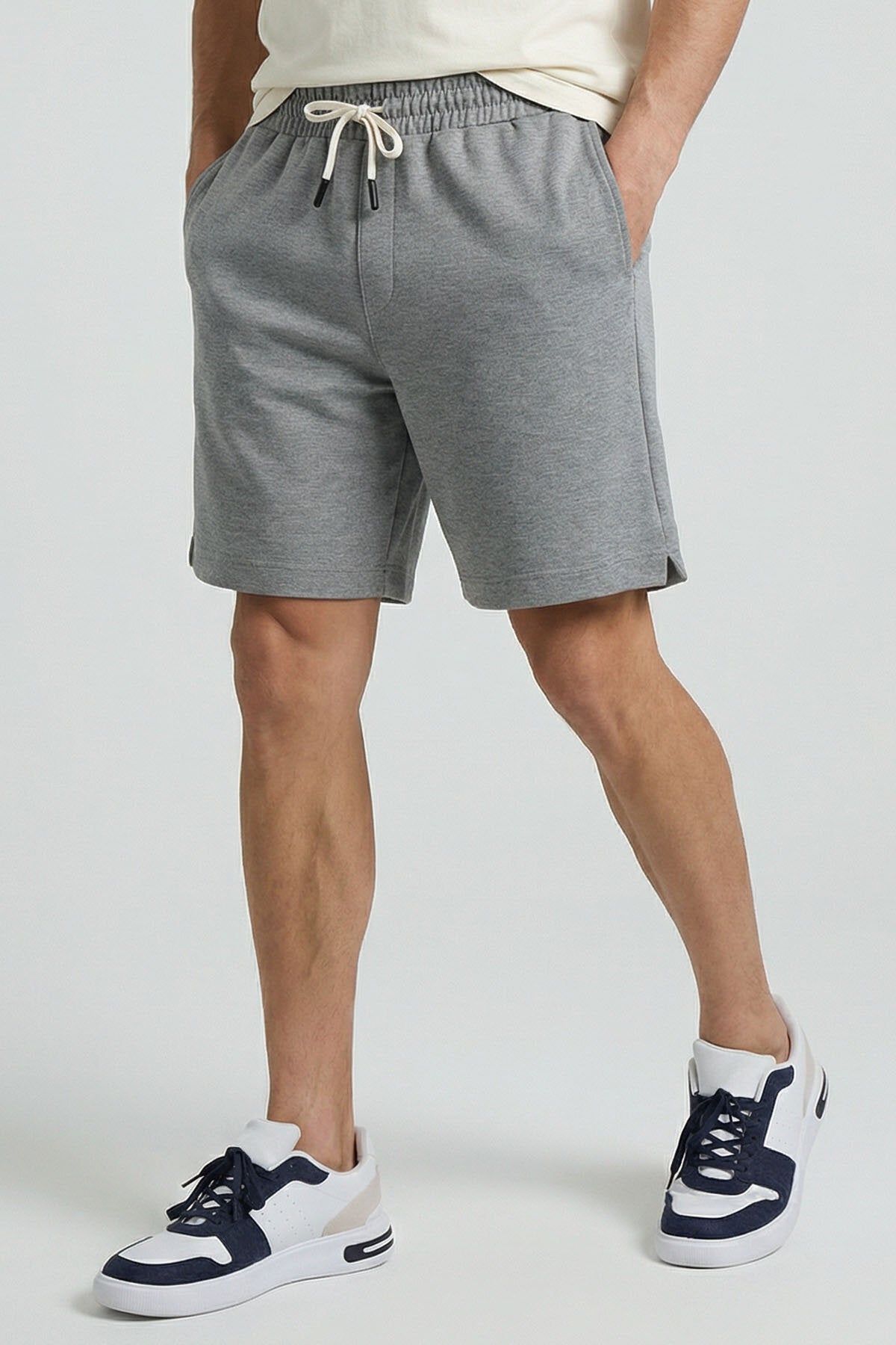 Image of Gri Melanj Standart Fit Basic Arka Cepli Erkek Şort - 81314