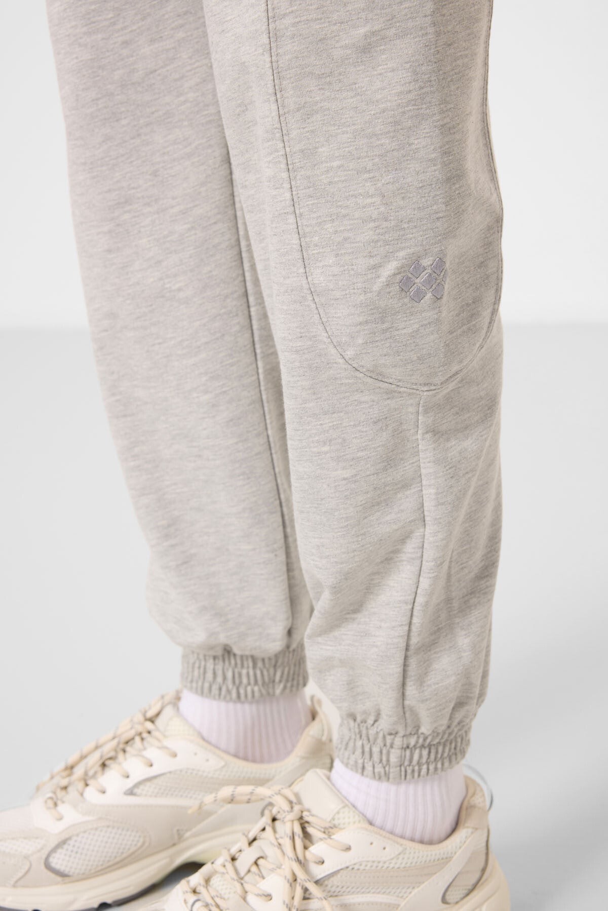 Image of Gri Melanj O Yaka Basic Oversize Kadın Eşofman Tunik Takım - 95347