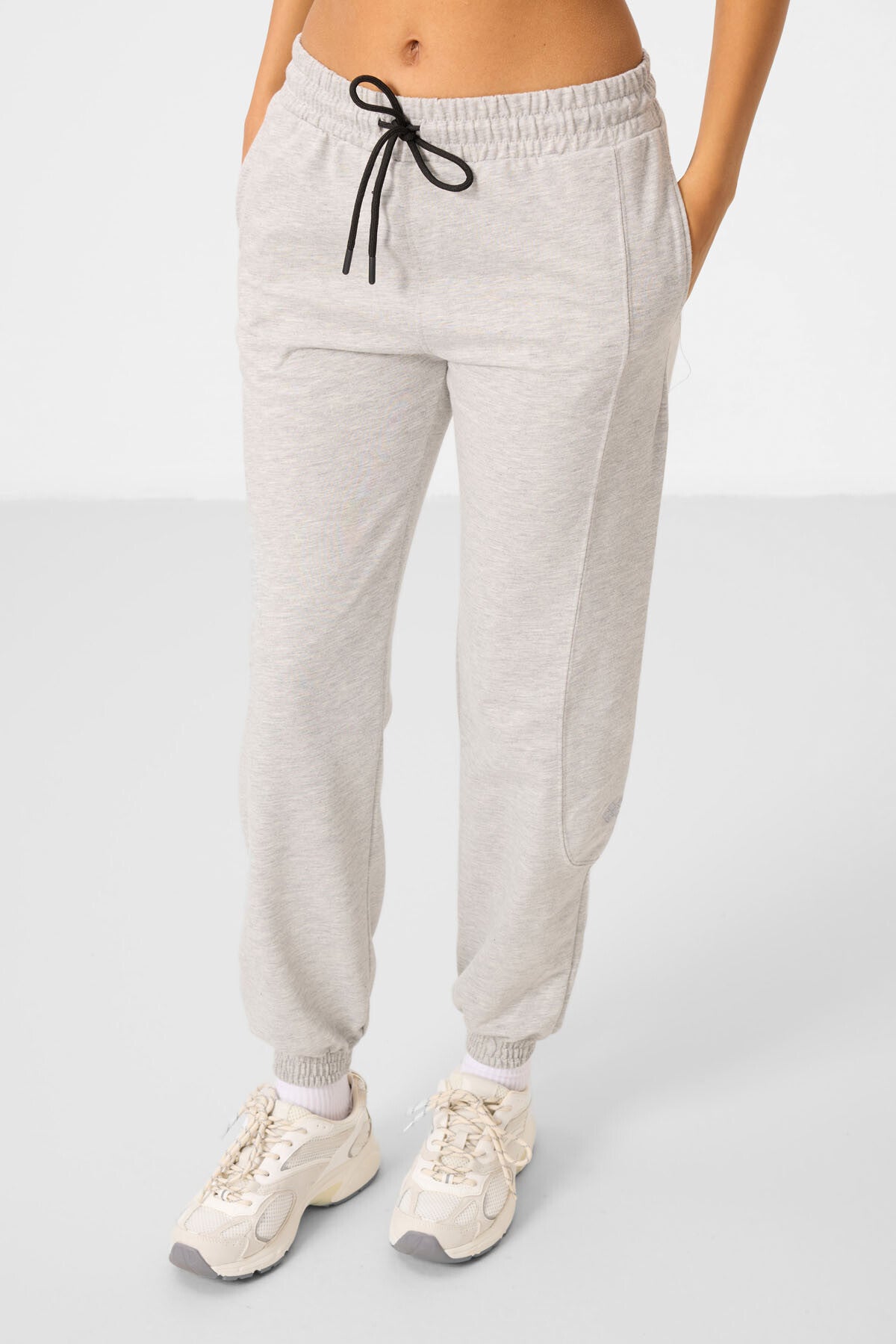 Image of Gri Melanj O Yaka Basic Oversize Kadın Eşofman Tunik Takım - 95347