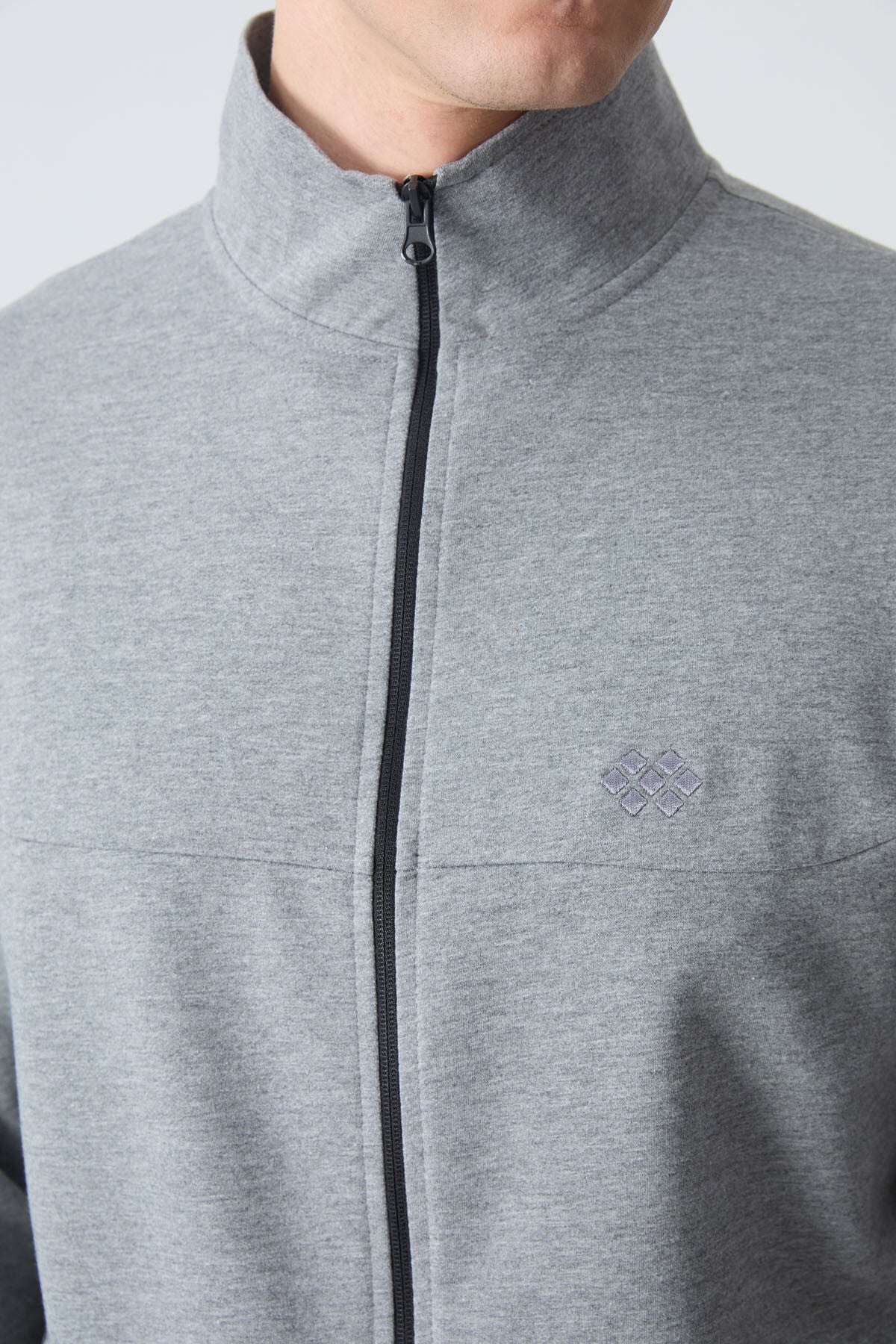 Image of Gri Melanj Pamuklu Kalın Yumuşak Dokulu Comfort Fit Basic Erkek Eşofman Takım - 85260
