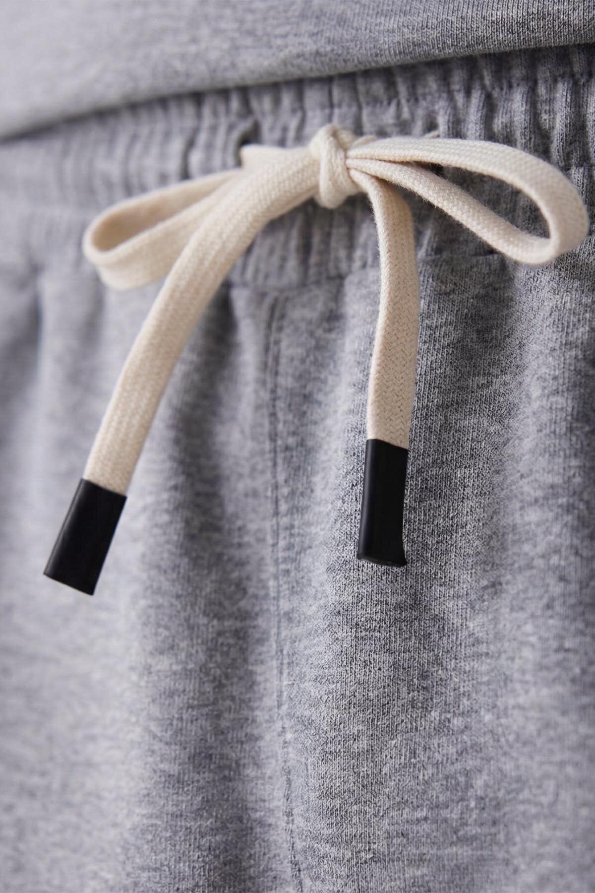 Image of Gri Melanj Oversize Fit Basic Erkek Şort Takım - 85292