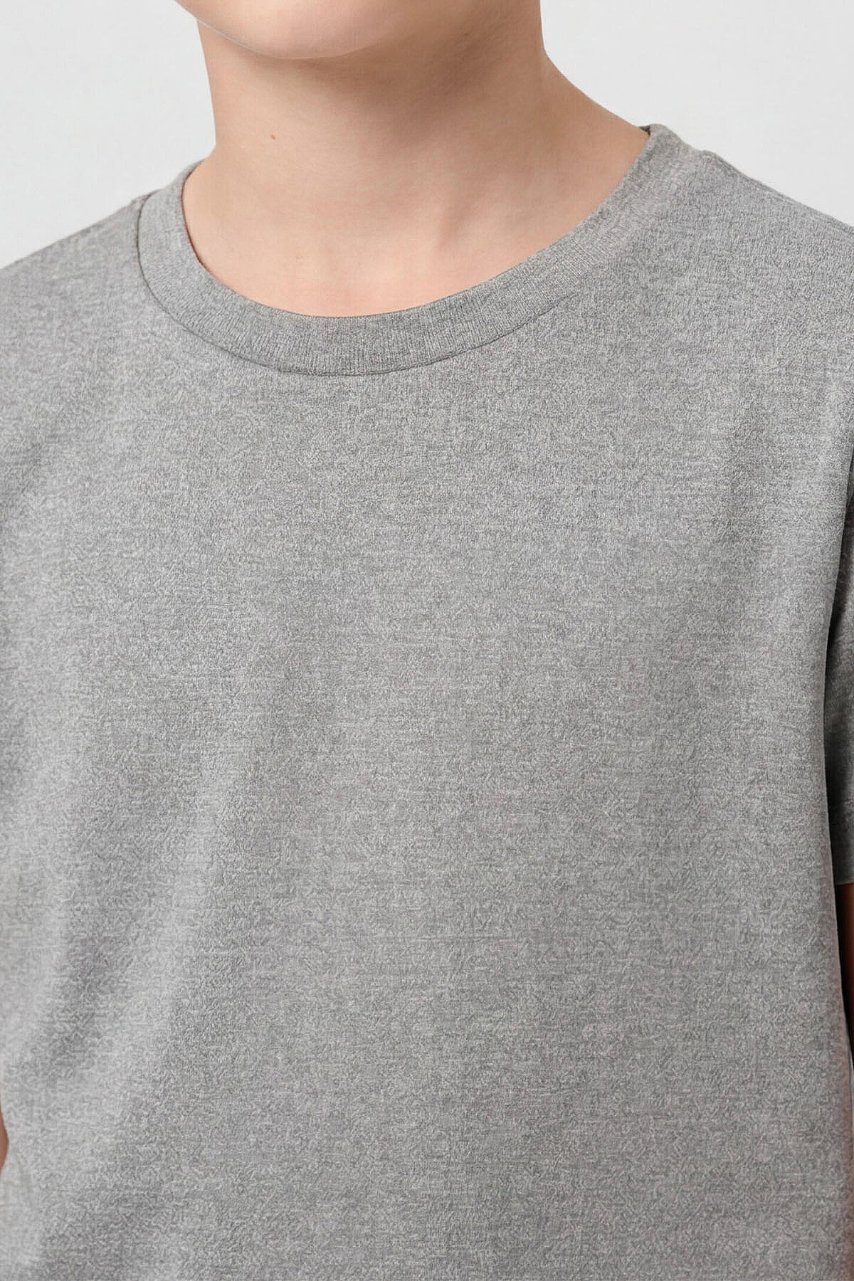 Image of Gri Melanj O Yaka Standart Fit Basic Unisex Çocuk T-Shirt - 11328