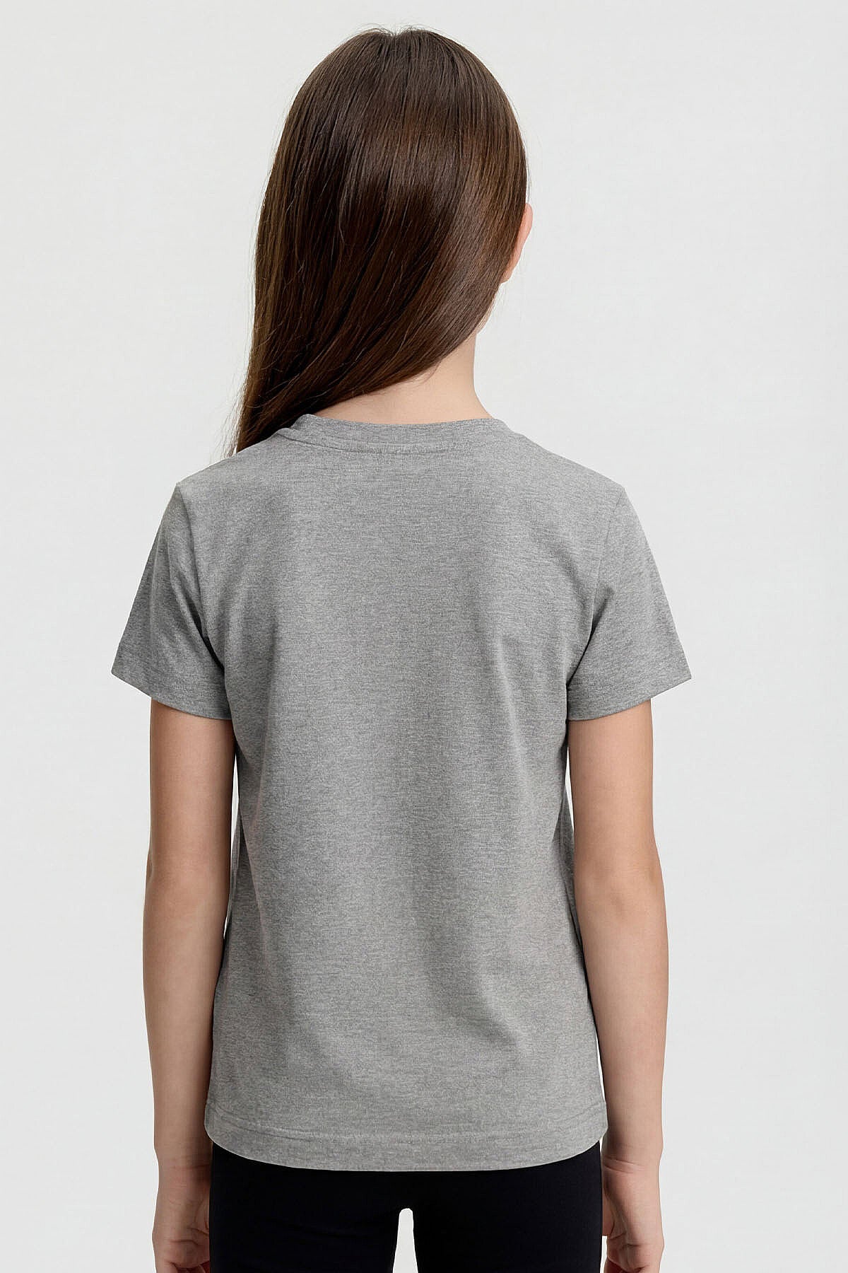 Image of Gri Melanj O Yaka Standart Fit Basic Unisex Çocuk T-Shirt - 11328