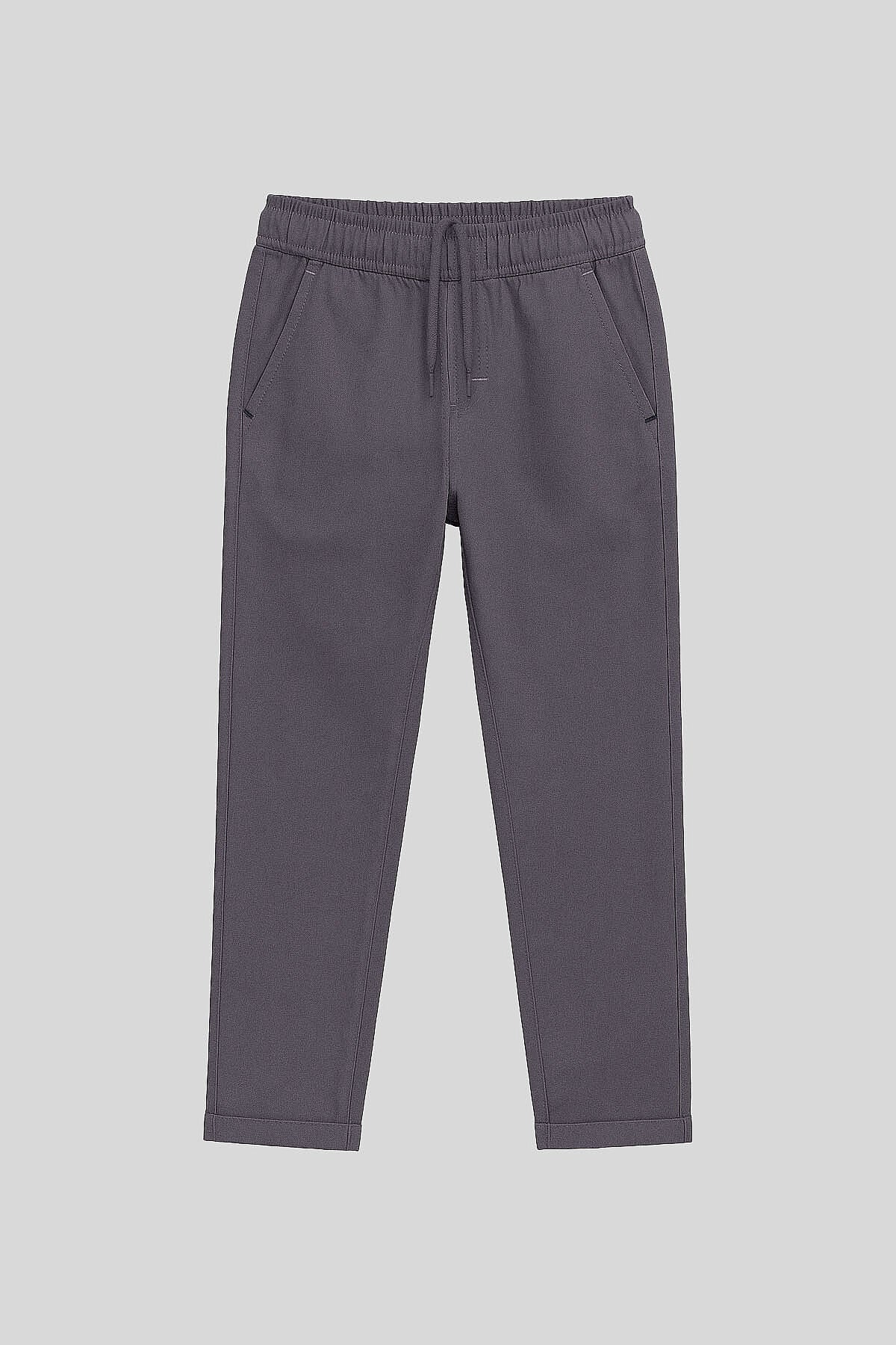 Image of Gri Standart Fit Dokuma Hafif Esnek Chino Erkek Çocuk Pantolon - 11272