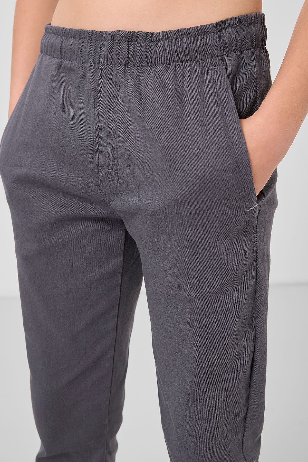 Image of Gri Standart Fit Dokuma Hafif Esnek Chino Erkek Çocuk Pantolon - 11272