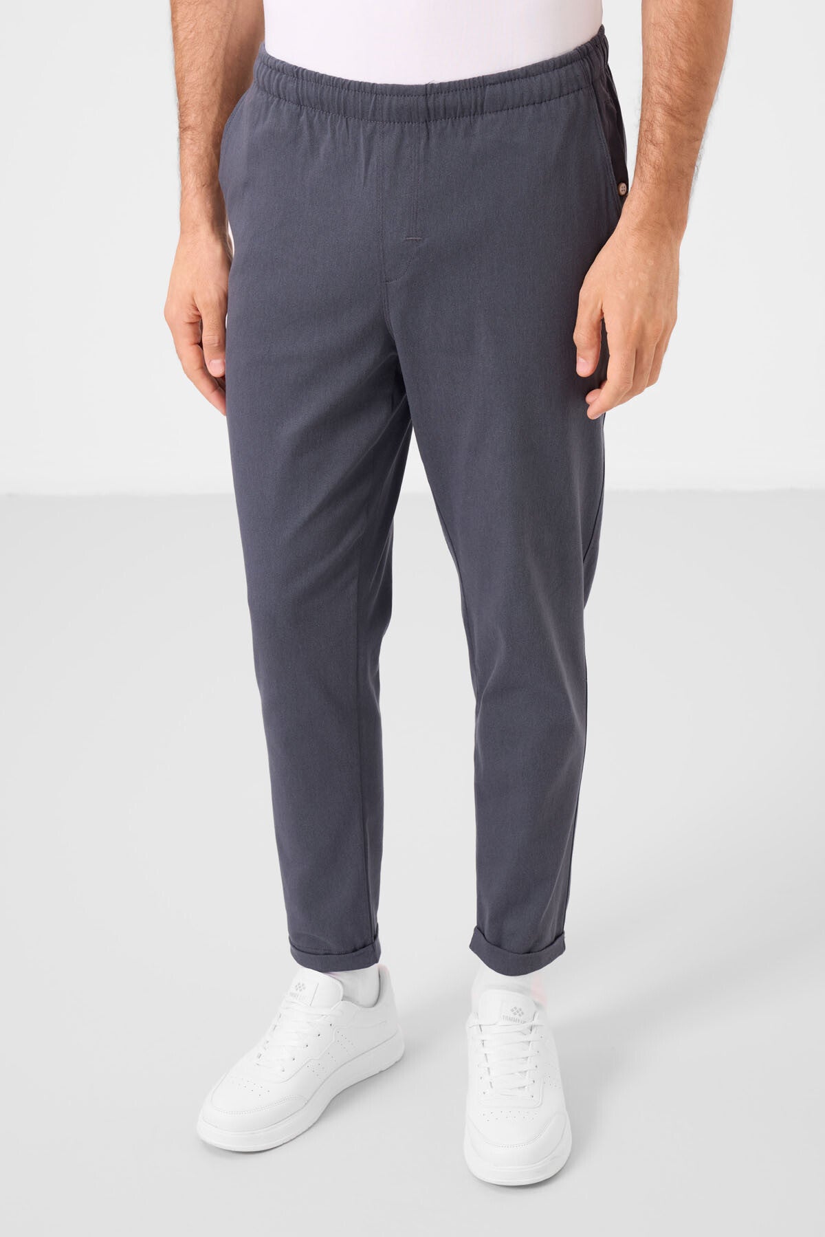 Image of Gri Standart Fit Dokuma Hafif Esnek Chino Erkek Pantolon - 82178