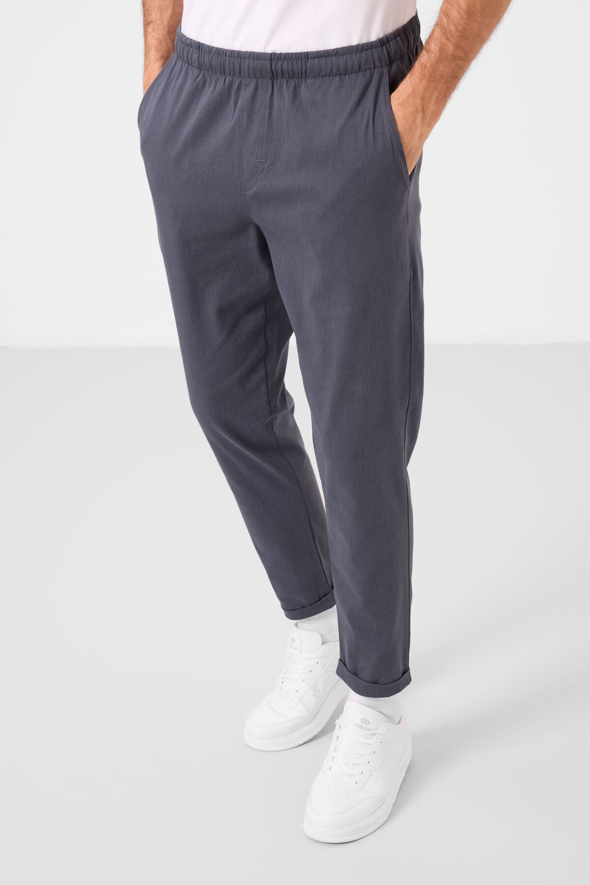 Image of Gri Standart Fit Dokuma Hafif Esnek Chino Erkek Pantolon - 82178