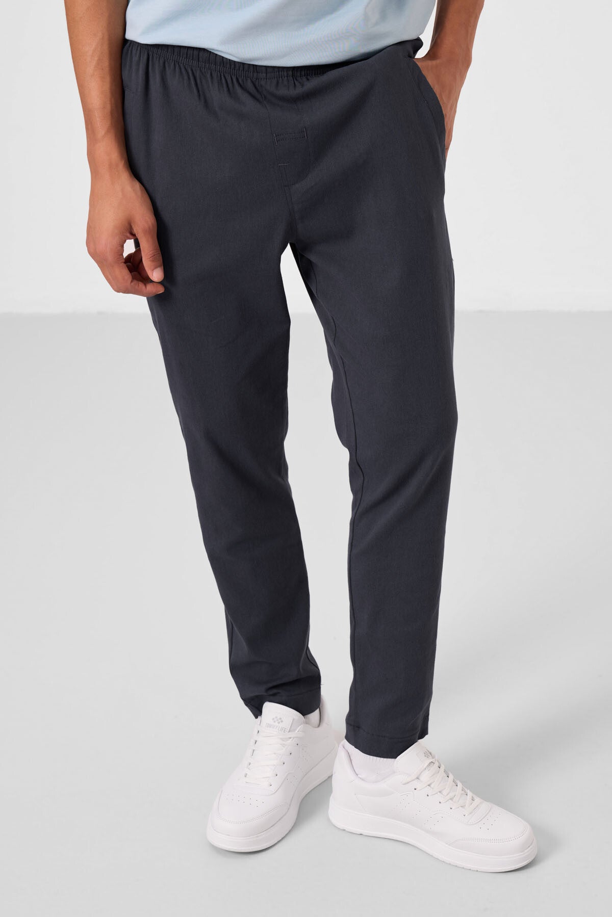 Image of Gri Standart Fit Dokuma Hafif Esnek Chino Erkek Pantolon - 82179