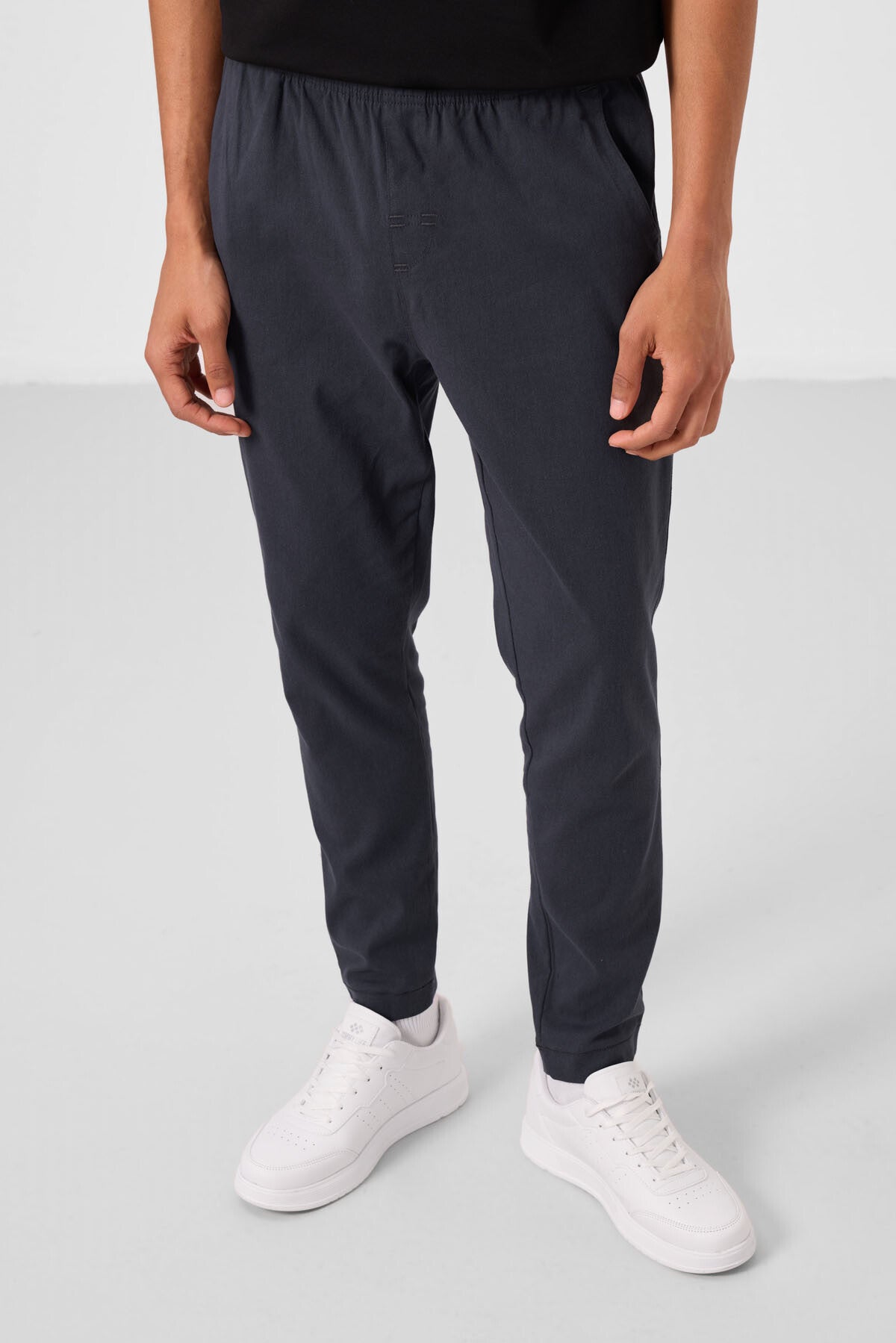 Image of Pantaloni chino gri, croială standard, țesături, ușori, elastici, pentru bărbați - 82180