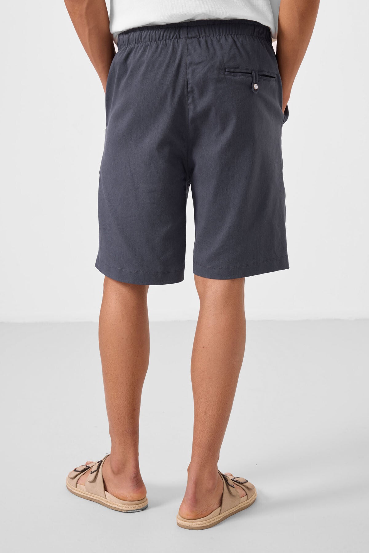 Image of Gri Standart Fit Dokuma Hafif Esnek Chino Erkek Şort - 81291