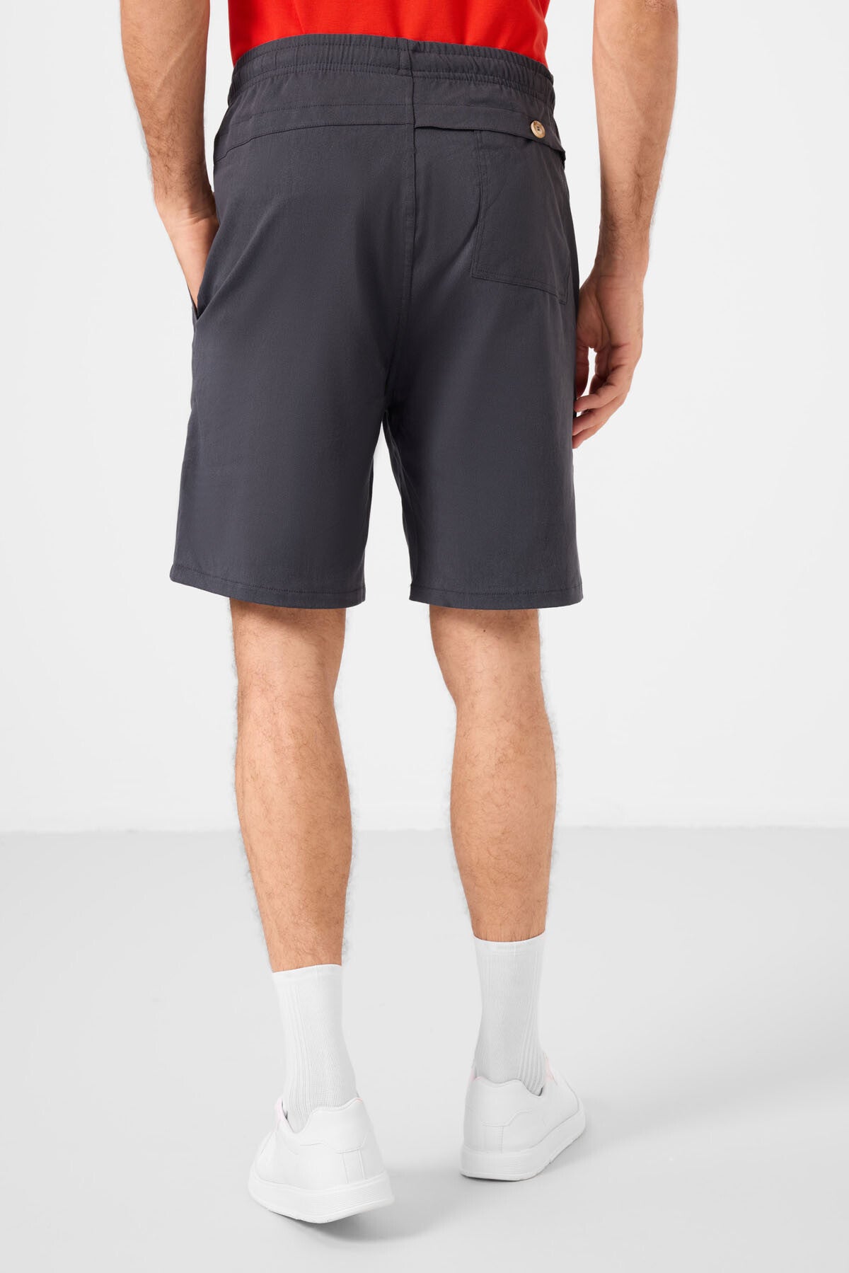 Image of Gri Standart Fit Dokuma Hafif Esnek Chino Erkek Şort - 81292