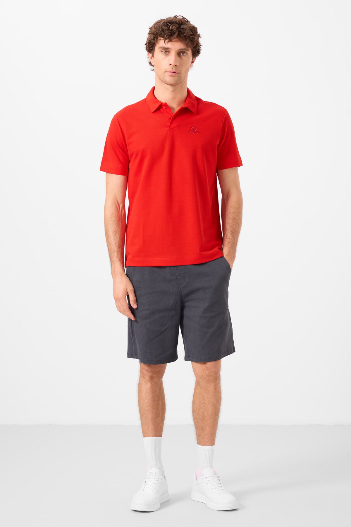 Image of Gri Standart Fit Dokuma Hafif Esnek Chino Erkek Şort - 81292