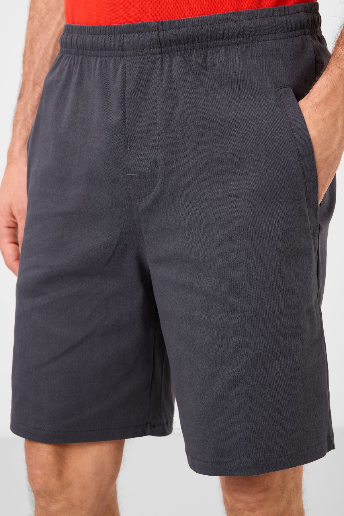 Image of Pantaloni scurți chino gri, croială standard, țesut, ușor, elastic, pentru bărbați - 81292