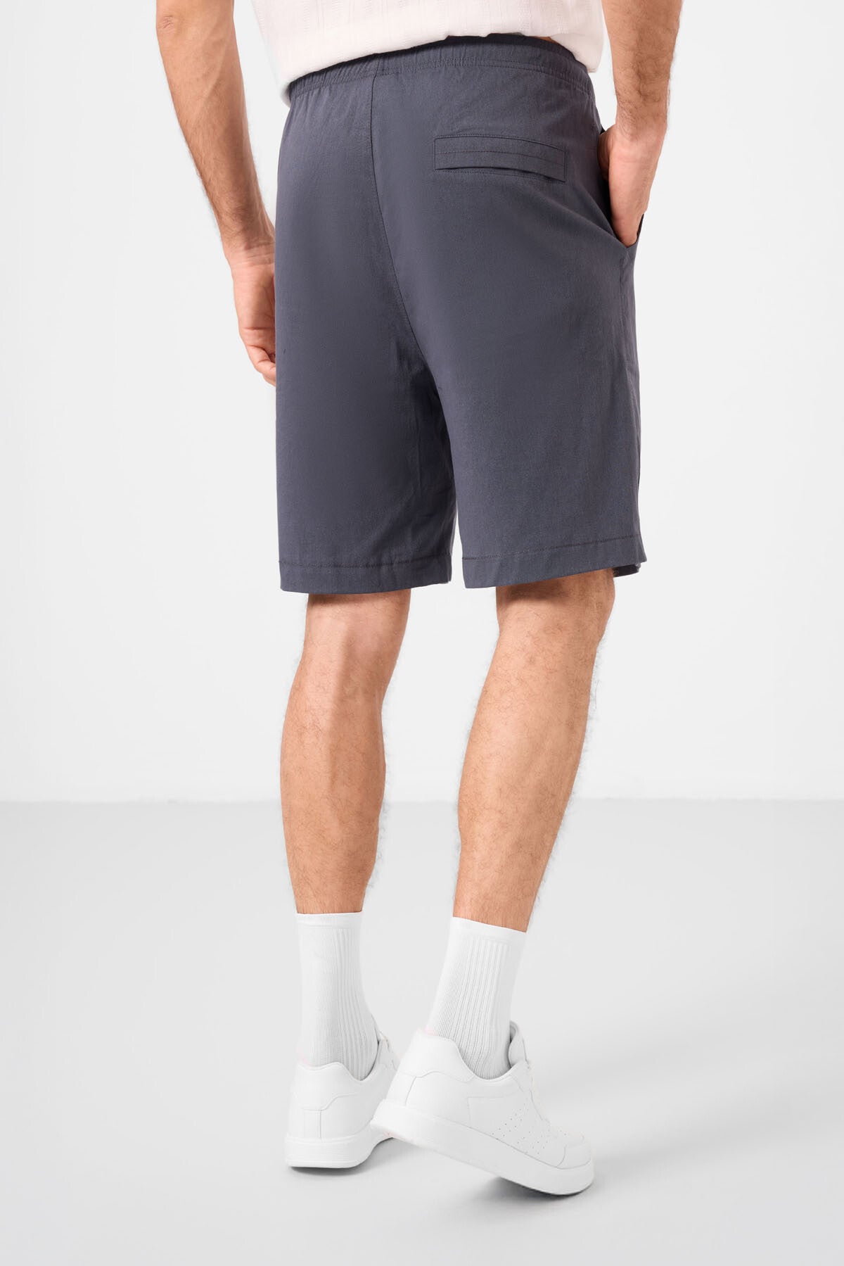 Image of Gri Standart Fit Dokuma Hafif Esnek Chino Erkek Şort - 81293