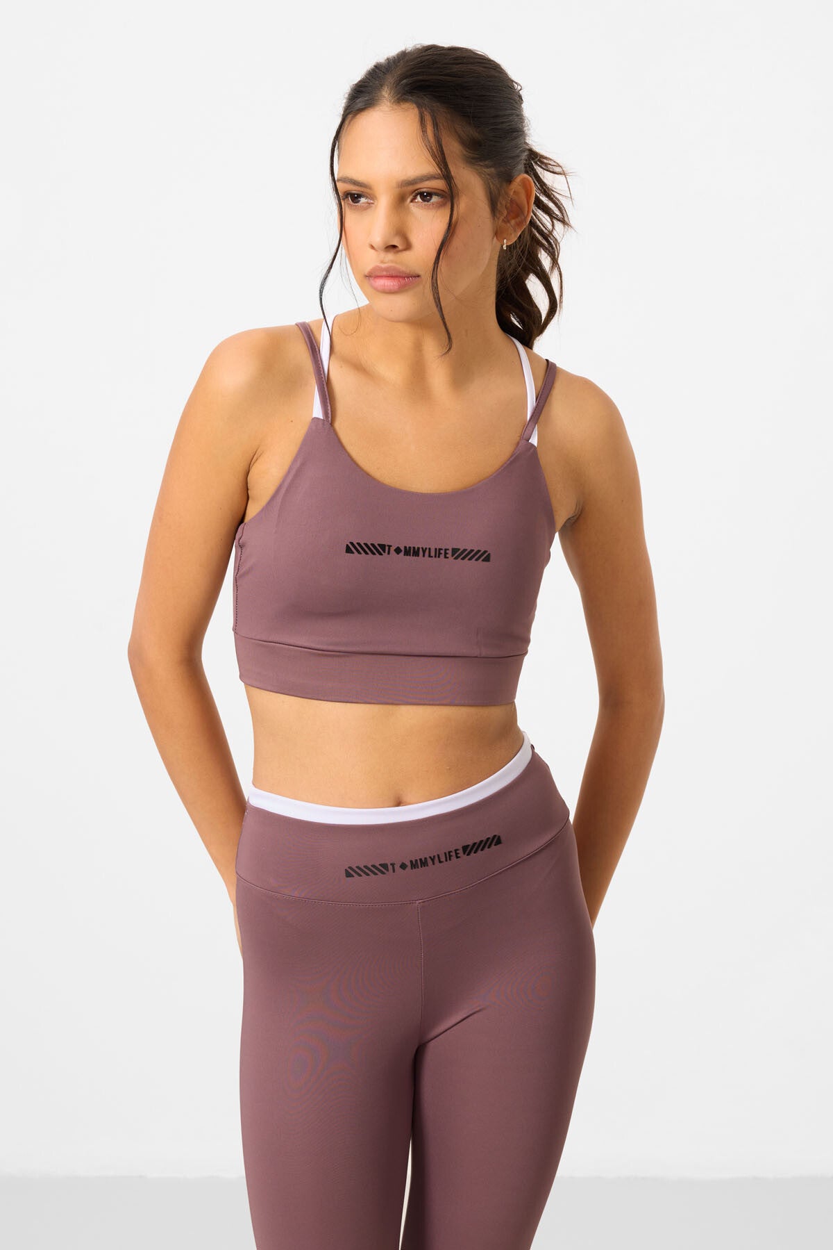 Image of Gül Kurusu Esnek Standart Fit Performans Kadın Tayt Takım - 95333