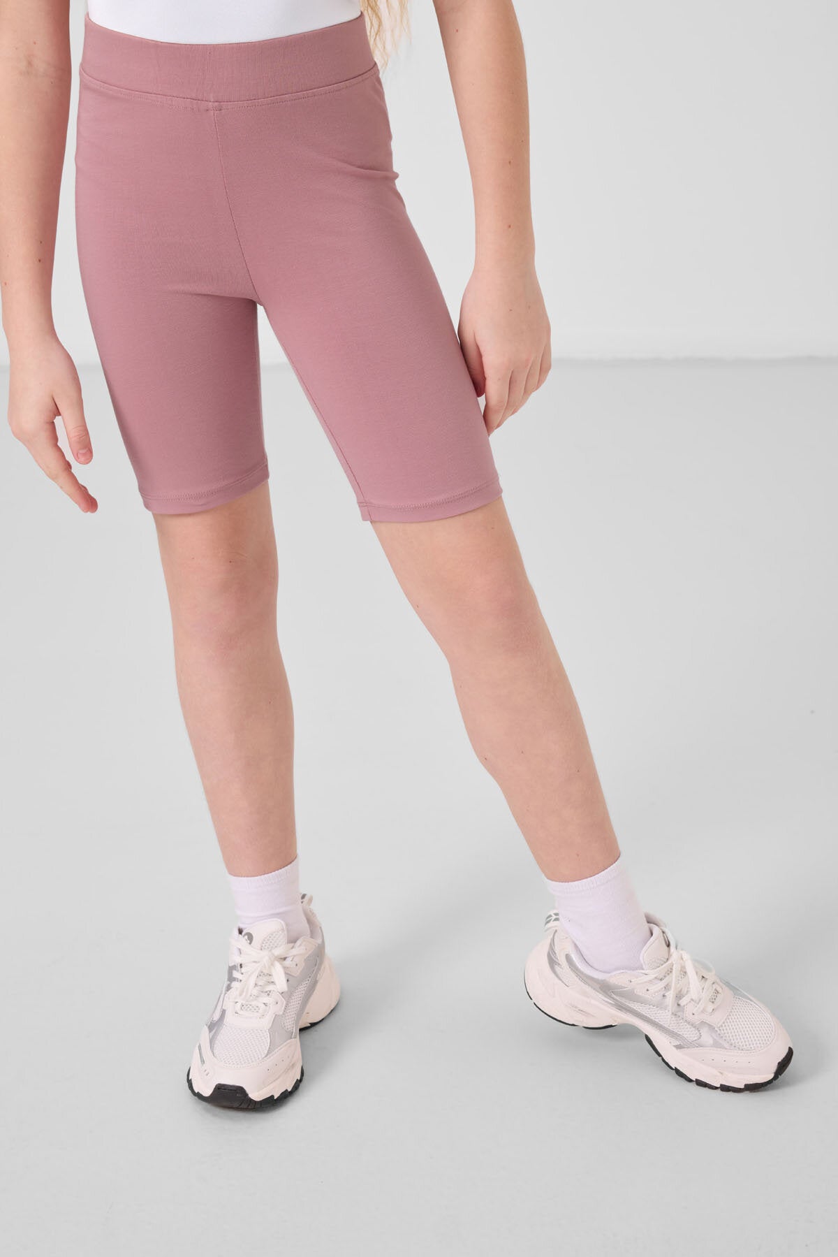 Image of Gül Kurusu Pamuklu Kısa Paça Standart Fit Basic Kız Çocuk Tayt - 75188