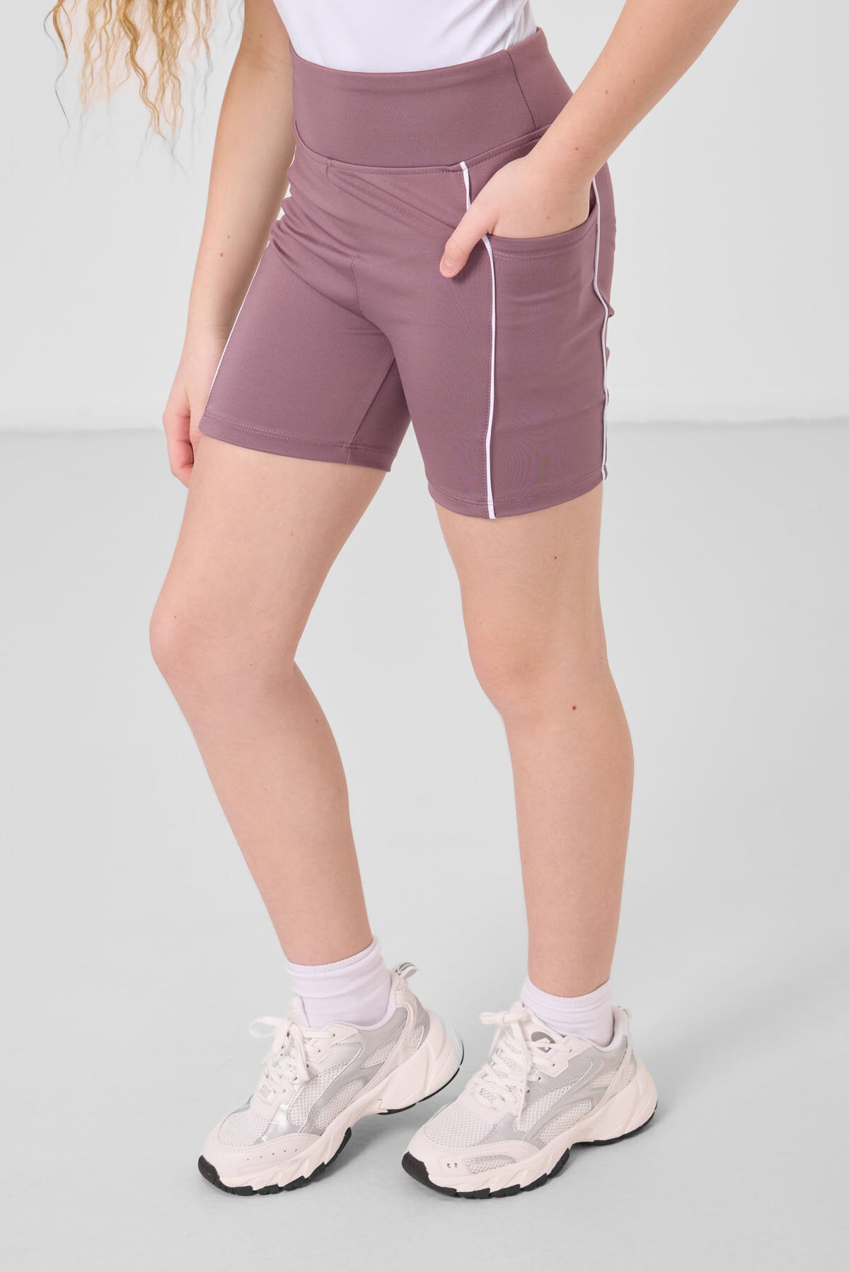 Image of Gül Kurusu Esnek Standart Fit Basic Performans Kız Çocuk Tayt - 75189