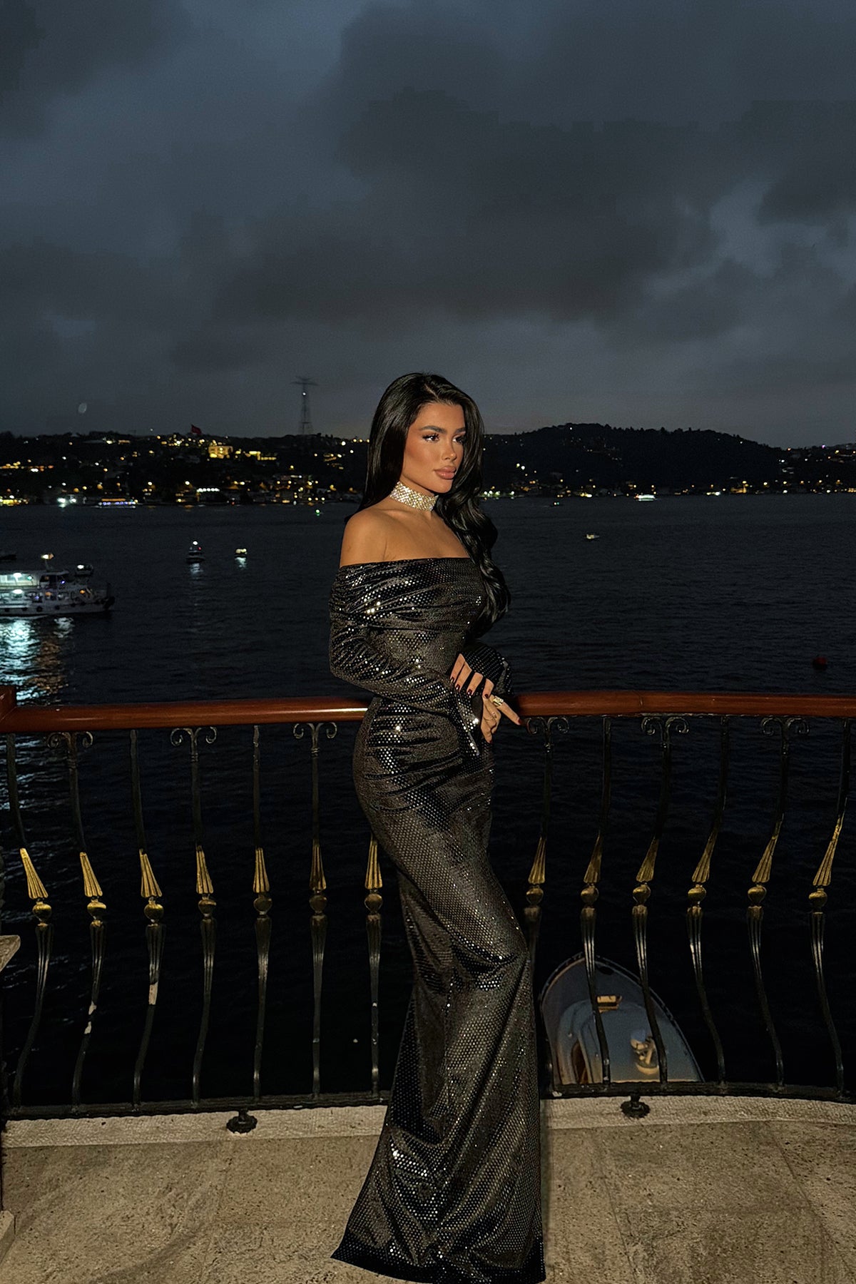 Image of Gümüş Lelia uzun elbise ATE-4018