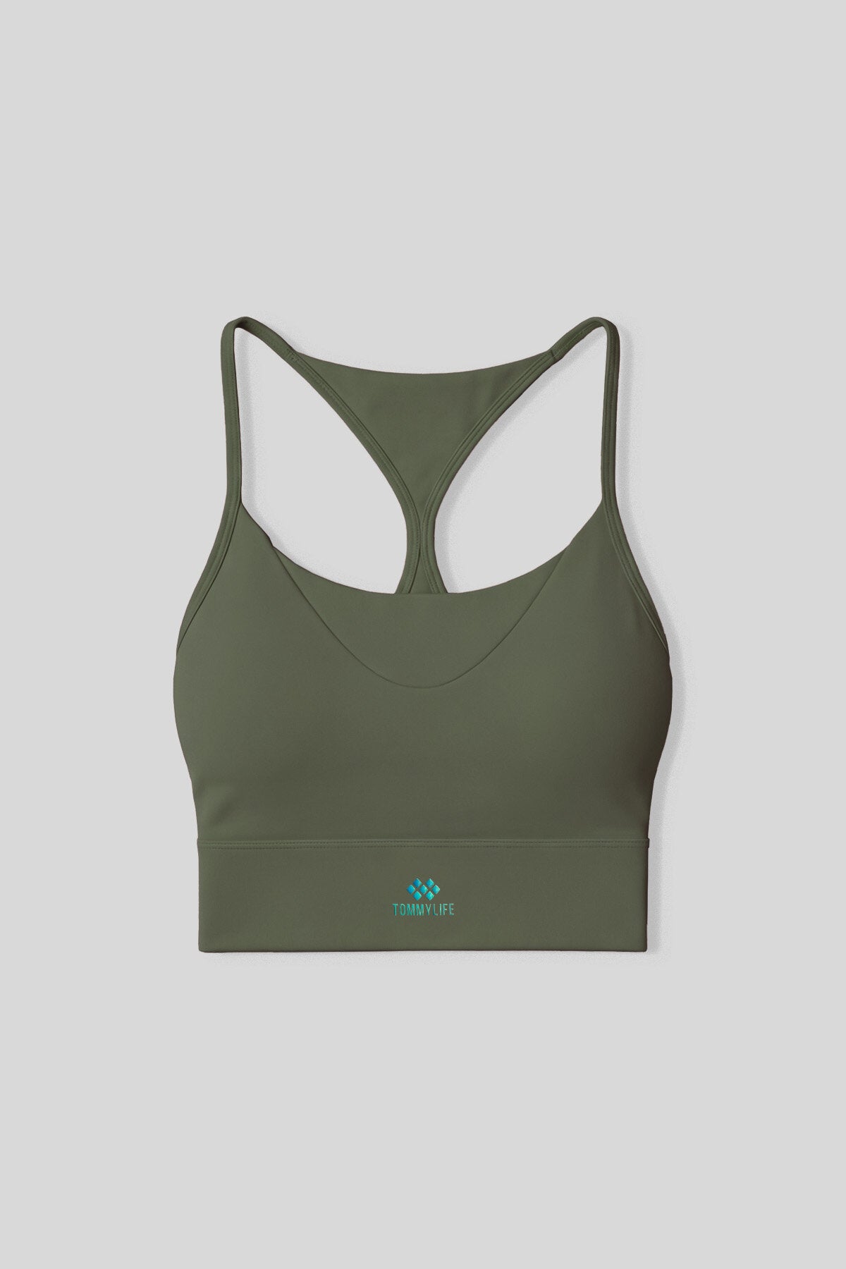 Image of Sutien sport kaki standard fit pentru femei cu imprimeu pe spate - 97300