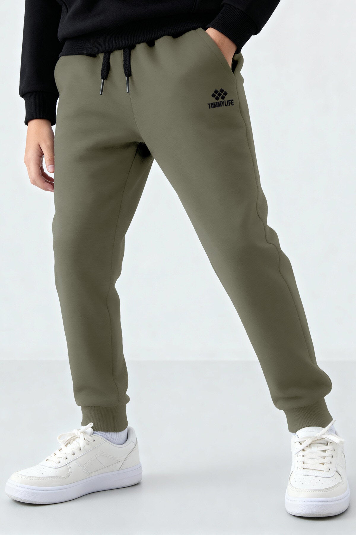 Image of Haki Standart Fit Manşetli İnce Erkek Çocuk Eşofman Alt - 11205