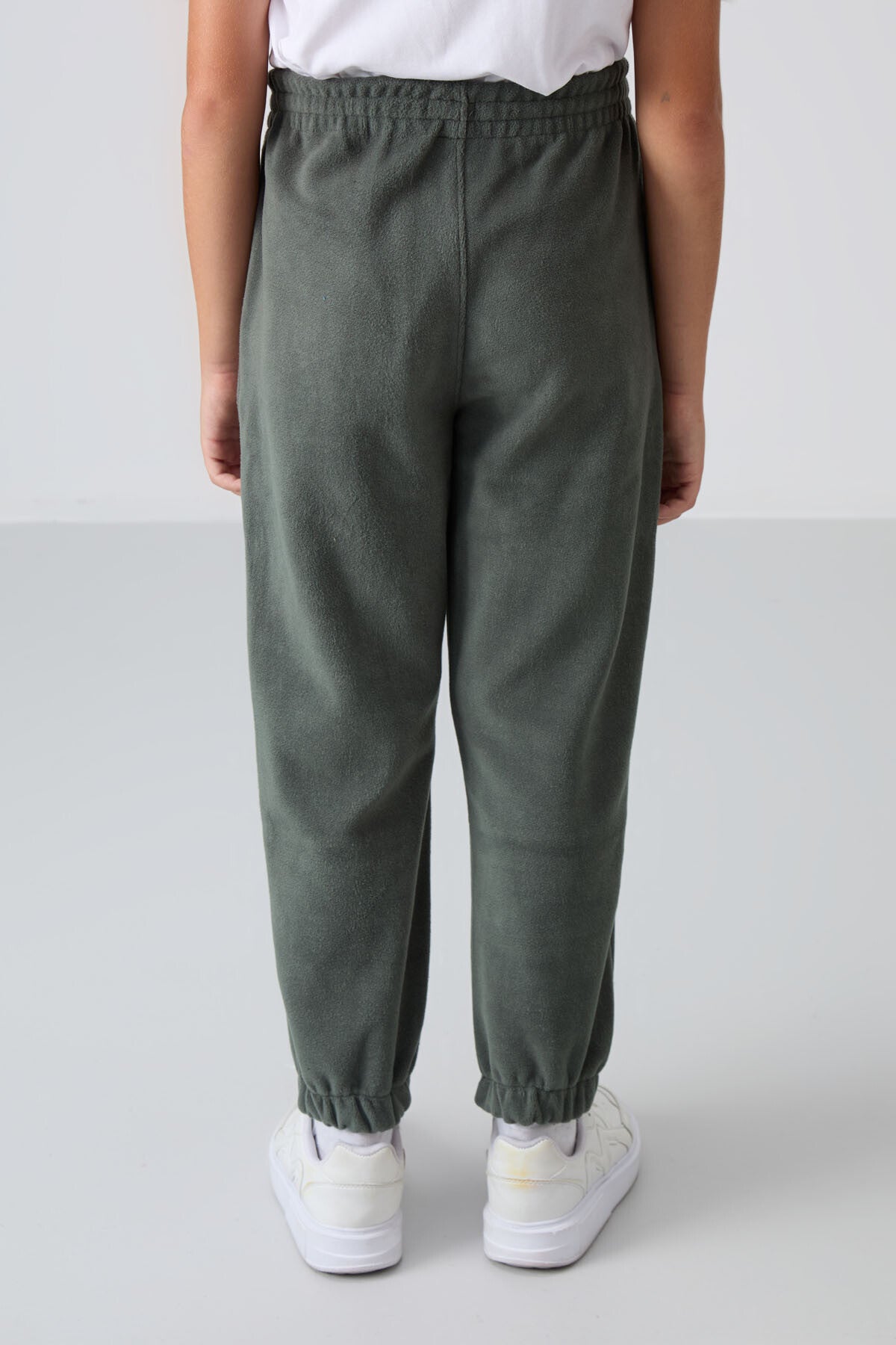 Image of Khaki Thick Soft Textured Standard Fit Embroidered Fleece Boys' Sweatpants - 11220