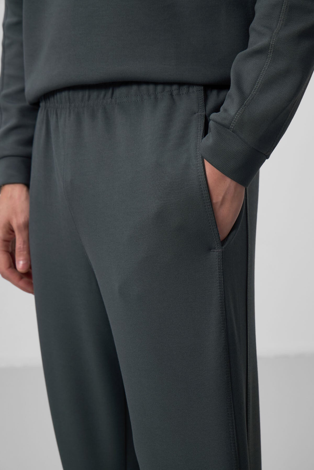 Image of Haki Yüzeyi Dokulu Oversize Erkek Eşofman Takım - 85275