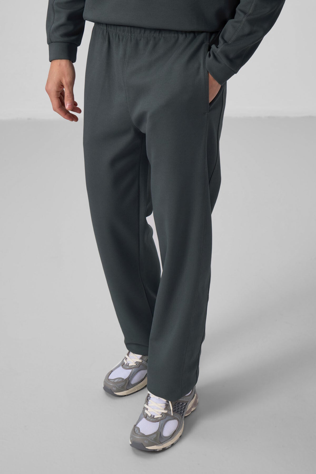 Image of Haki Yüzeyi Dokulu Oversize Erkek Eşofman Takım - 85275