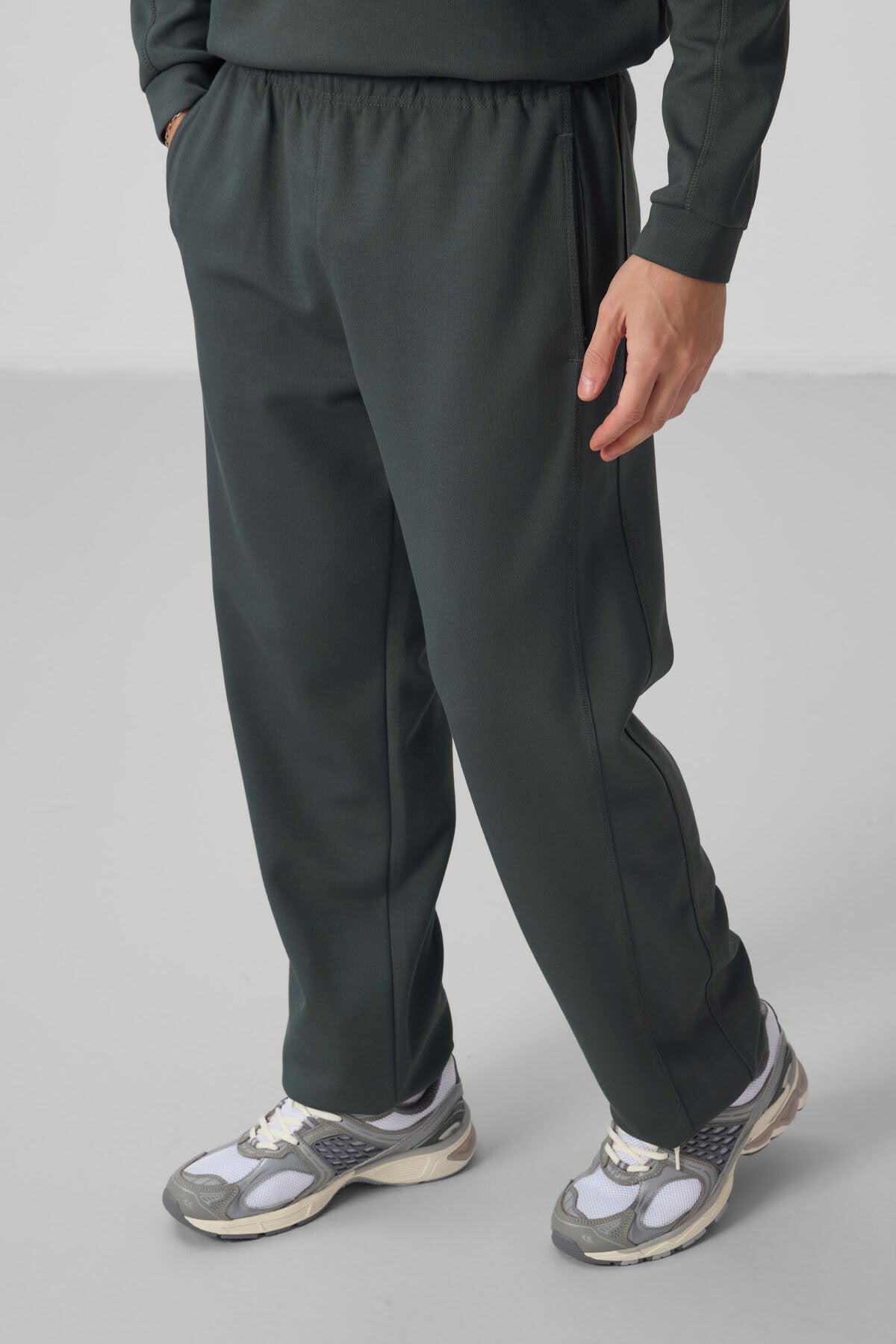 Image of Haki Yüzeyi Dokulu Oversize Erkek Eşofman Takım - 85275