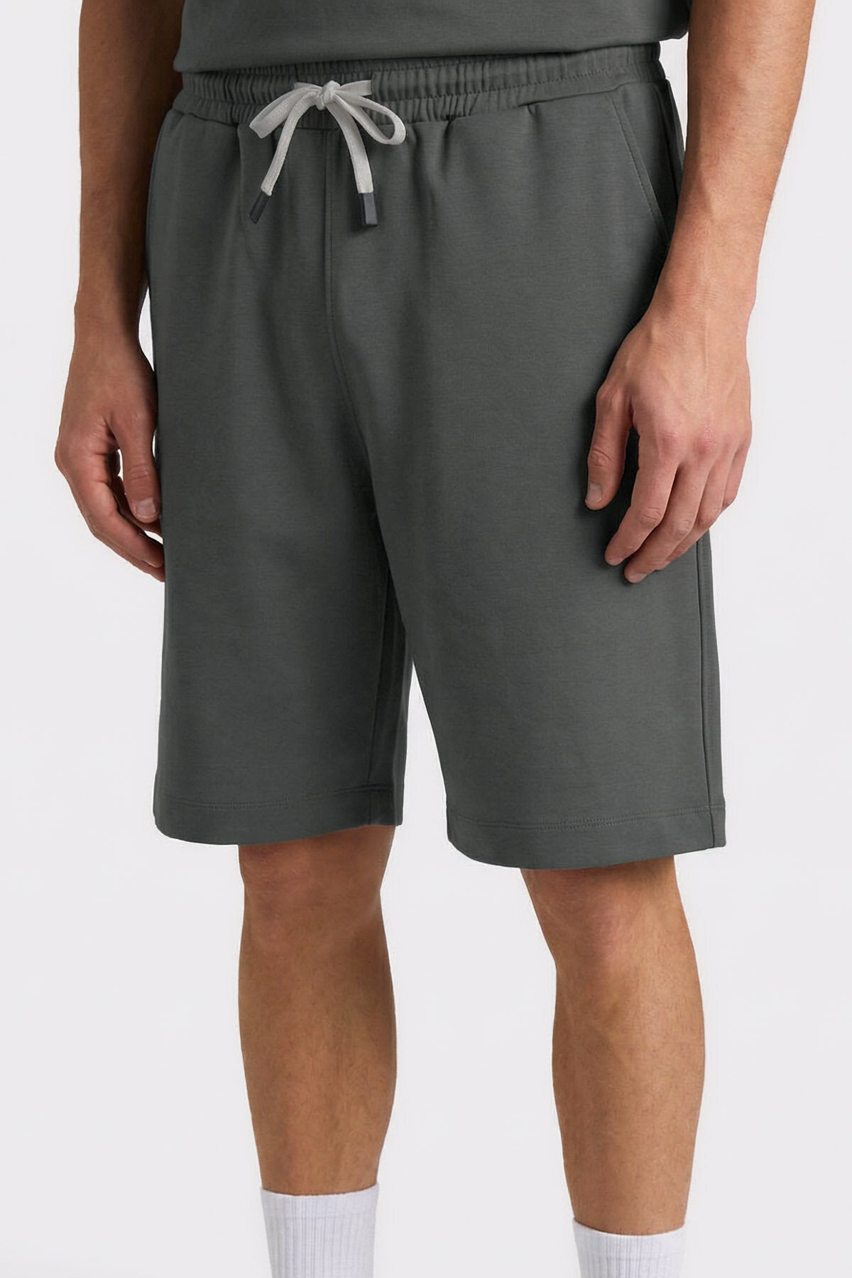 Image of Haki Oversize Fit Basic Erkek Şort Takım - 85292