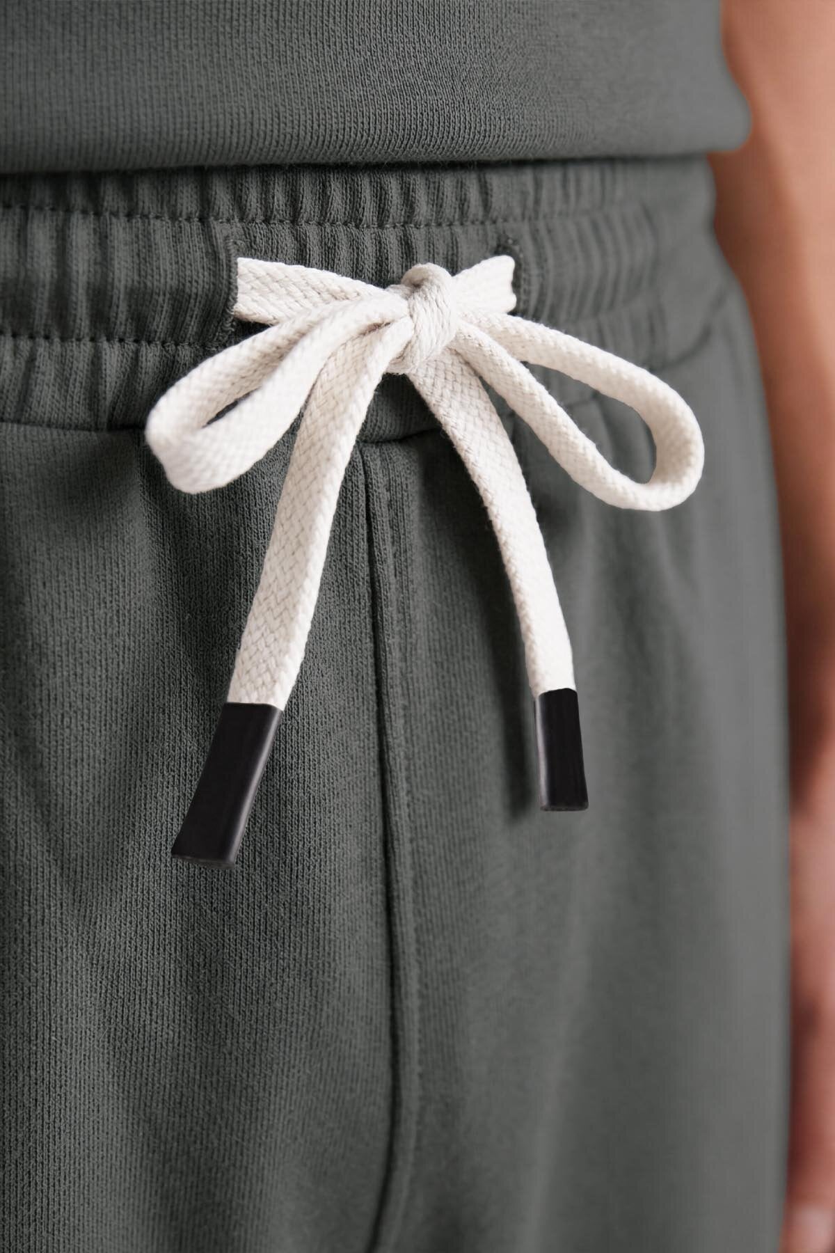 Image of Haki Oversize Fit Basic Erkek Şort Takım - 85292