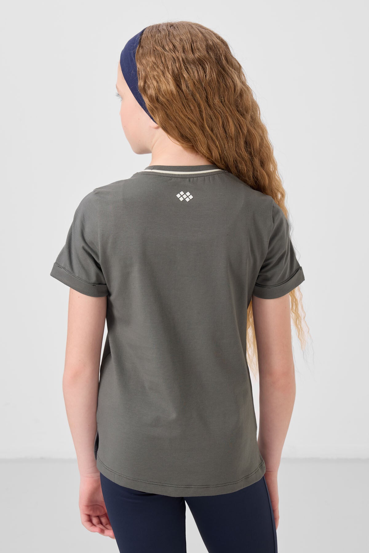 Image of Haki Pamuklu O Yaka Standart Fit Basic Kız Çocuk T-Shirt - 75177