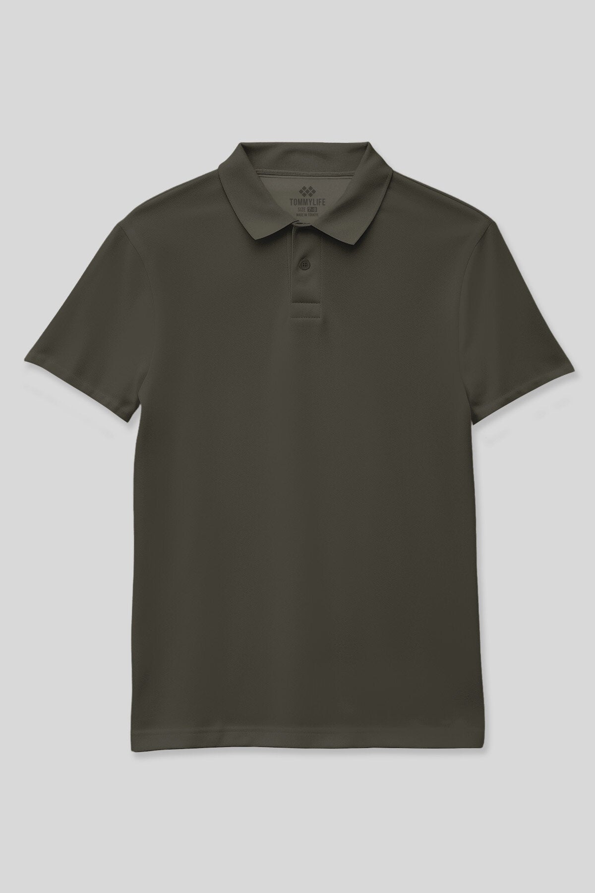 Image of Haki Polo Yaka Standart Fit Basic Unisex Çocuk T-Shirt - 11330