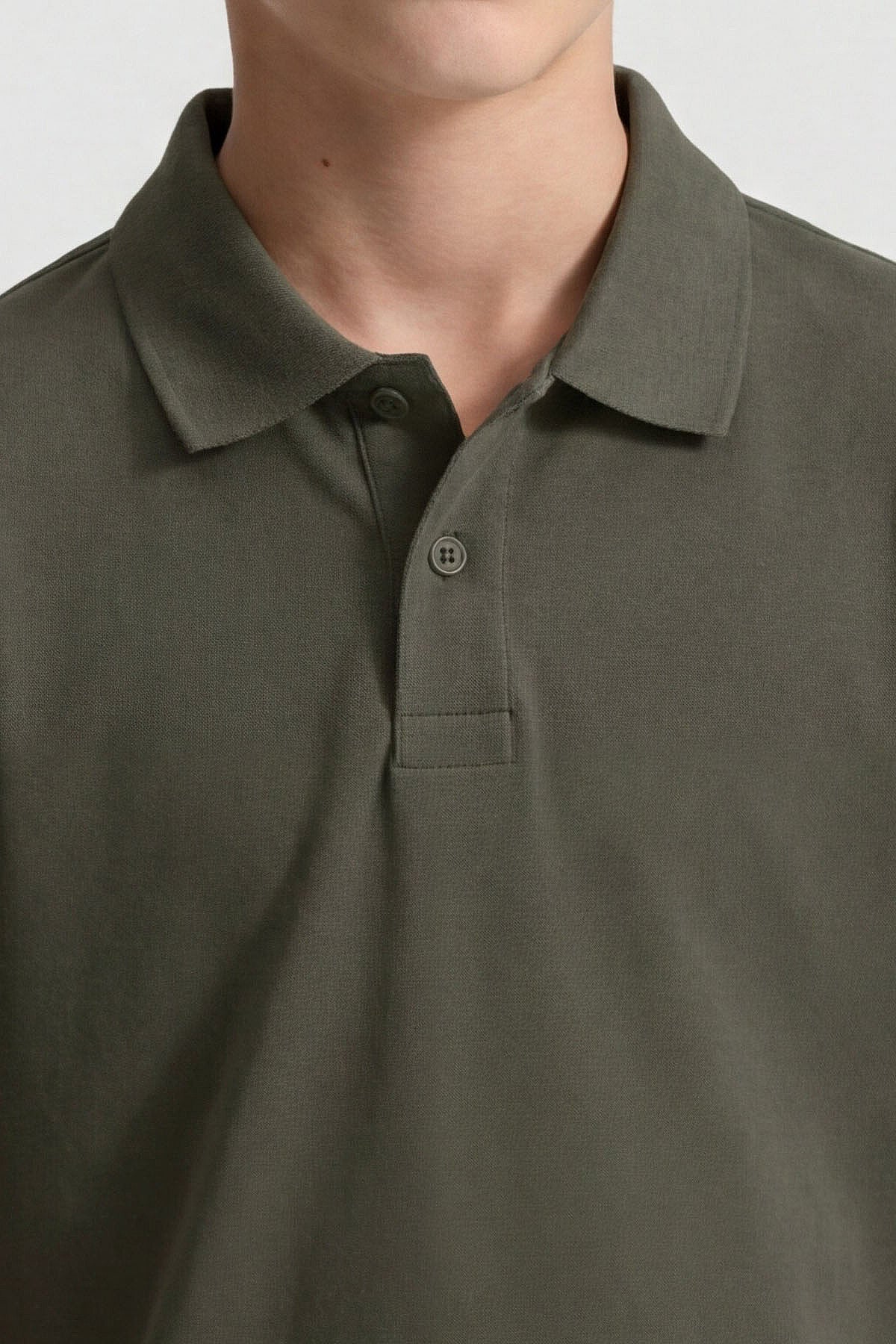 Image of Tricou kaki cu guler polo, croială standard, unisex, pentru copii - 11330