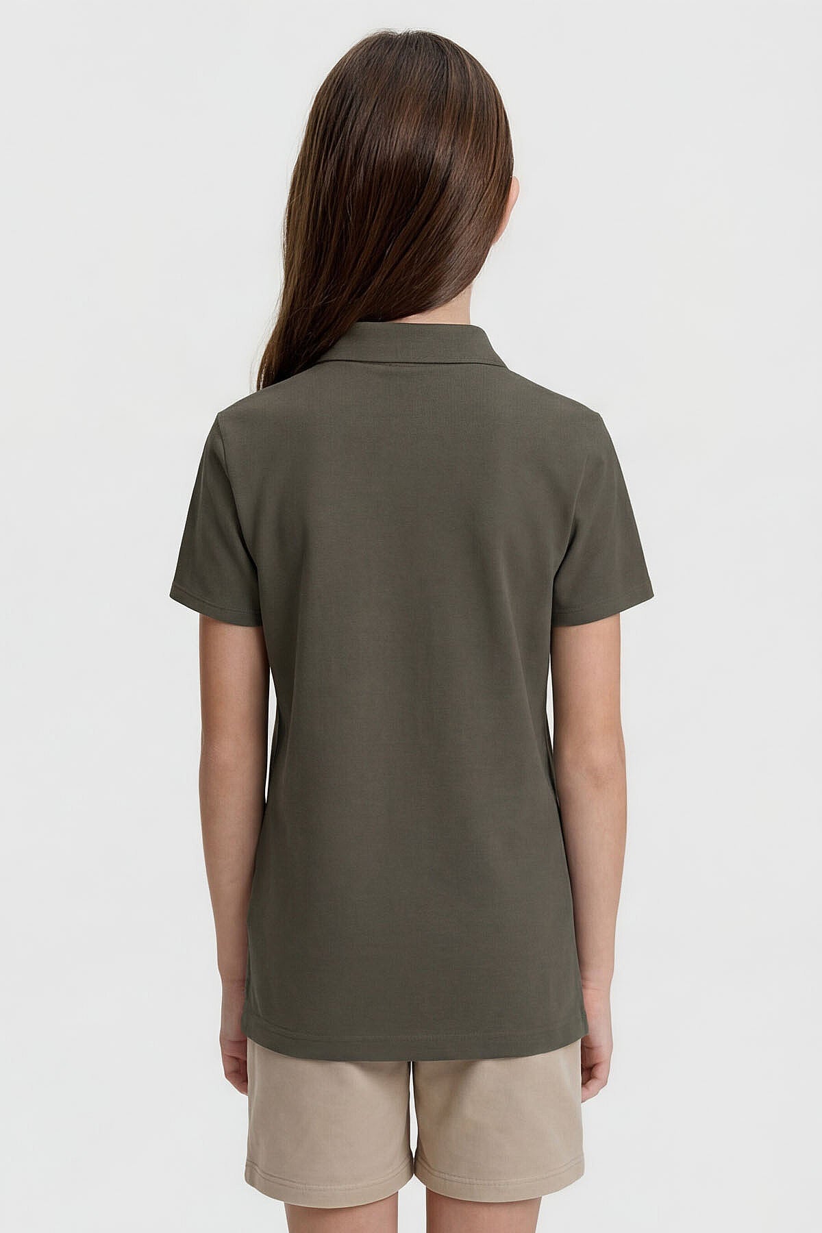 Image of Tricou kaki cu guler polo, croială standard, unisex, pentru copii - 11330