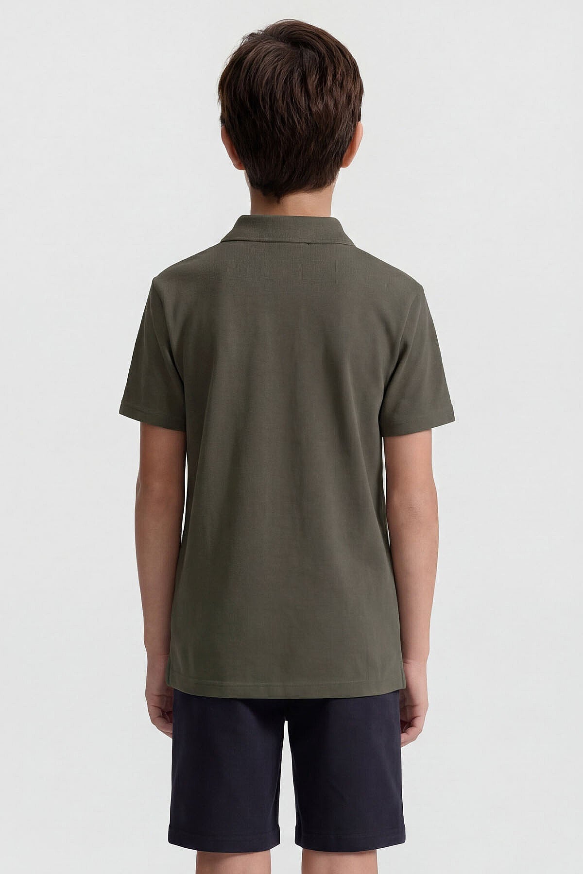 Image of Tricou kaki cu guler polo, croială standard, unisex, pentru copii - 11330