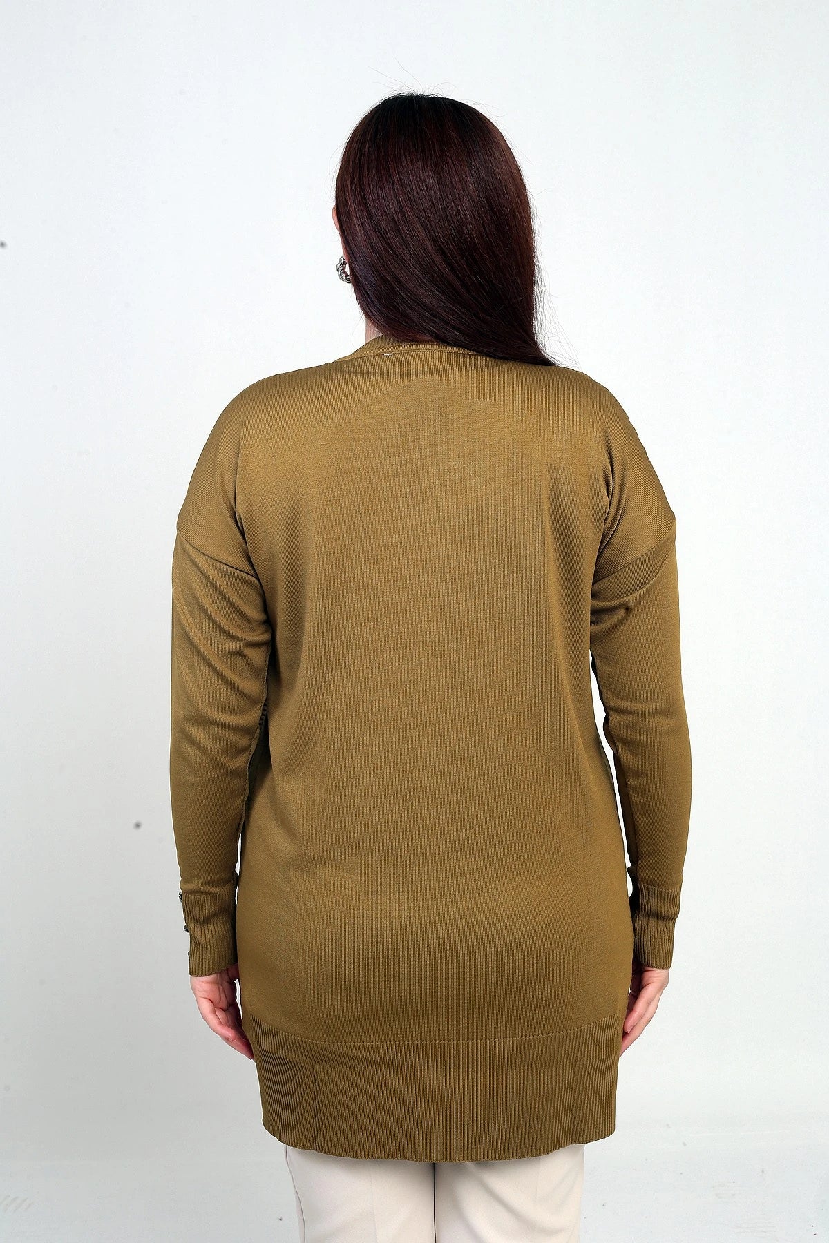 Image of Women's Plus Size Tunic Blouse with Button Detail on Sleeves