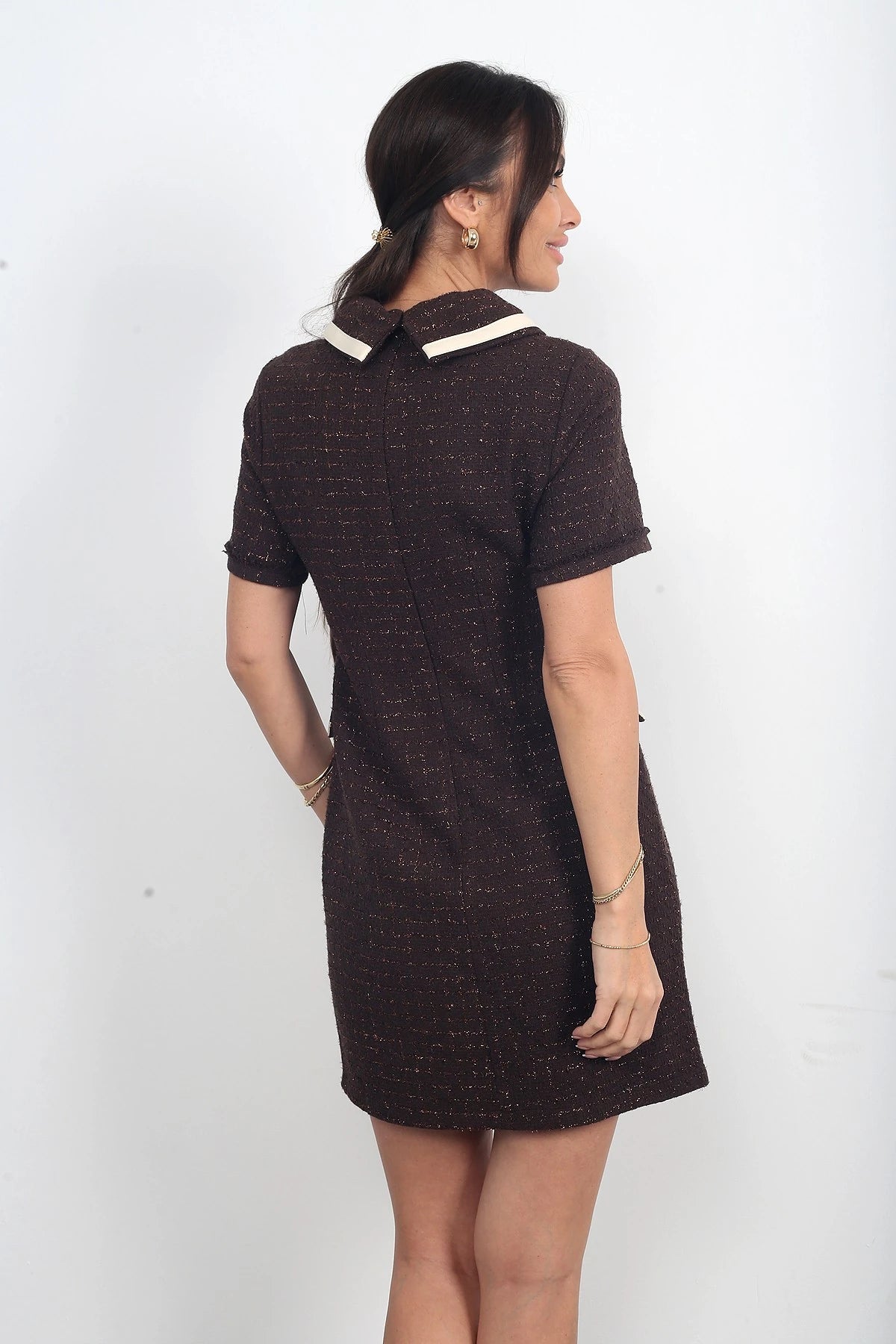 Image of Kadın Biye Garnili Kısa Şanel Elbise