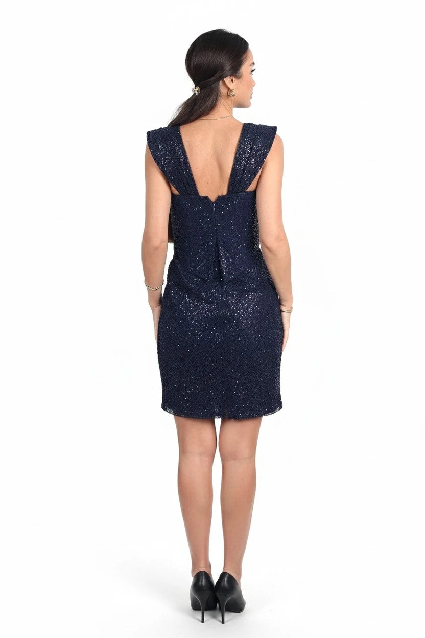 Image of Women's Strapless Bustier Drop Sleeve Lined Underwired Short Mesh Dress
