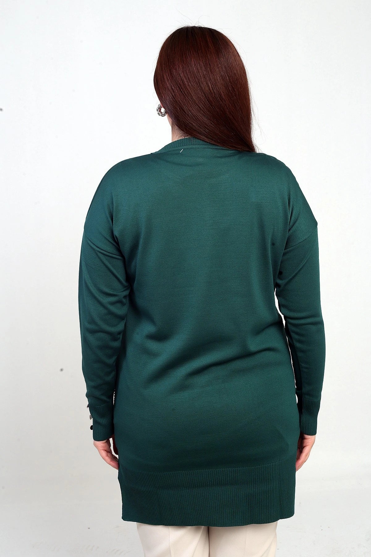 Image of Women's Plus Size Tunic Blouse with Button Detail on Sleeves