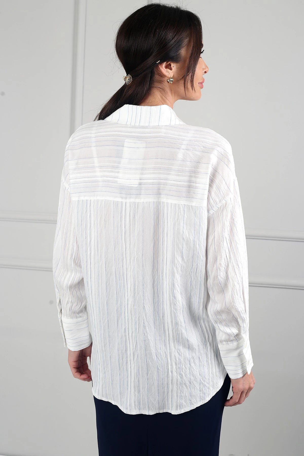 Image of Women's Crash Cotton Single Pocket Striped Shirt