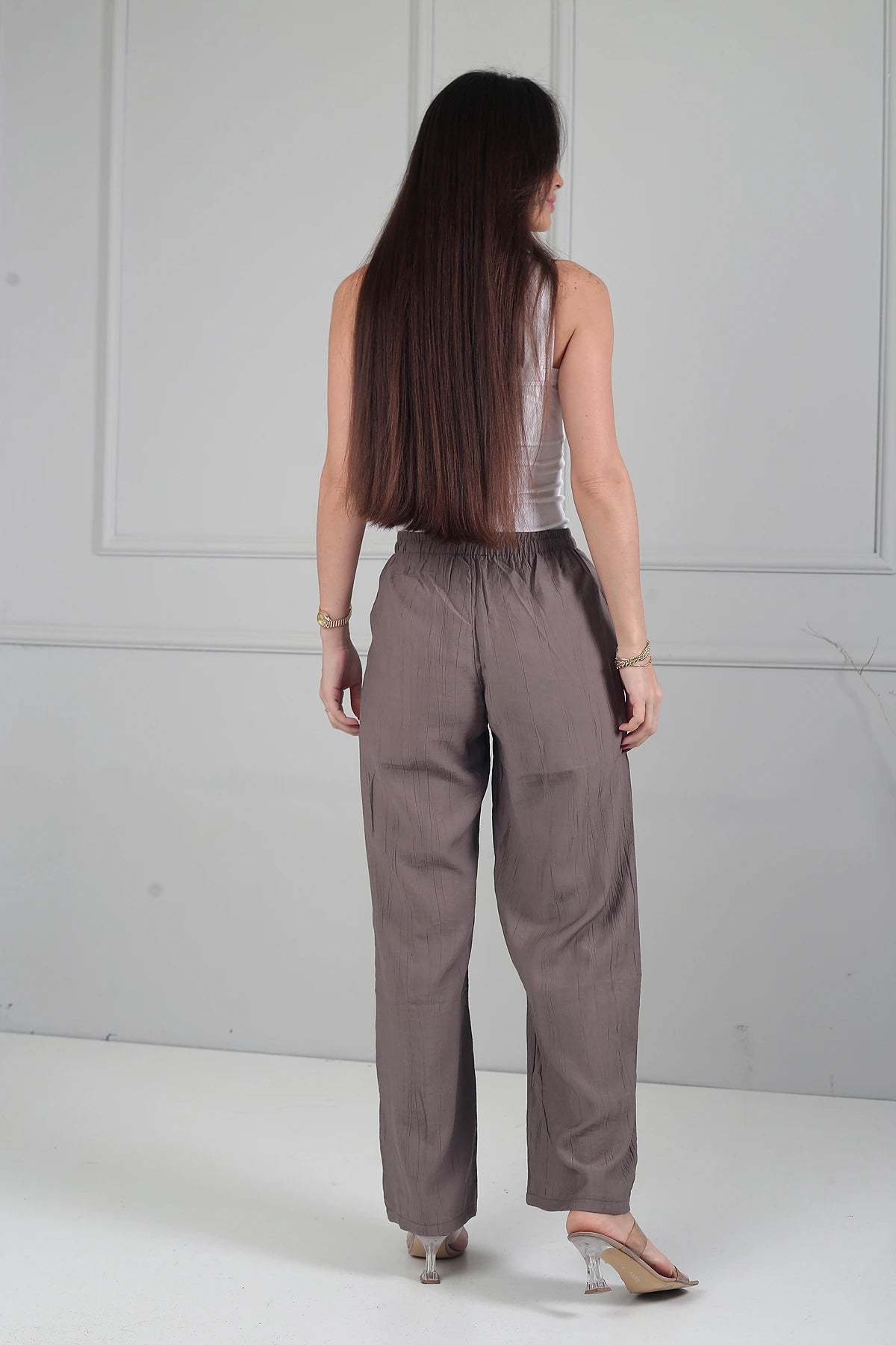 Image of Women's Elastic Waist Wide Leg Strawberry Patterned Pants with Pockets